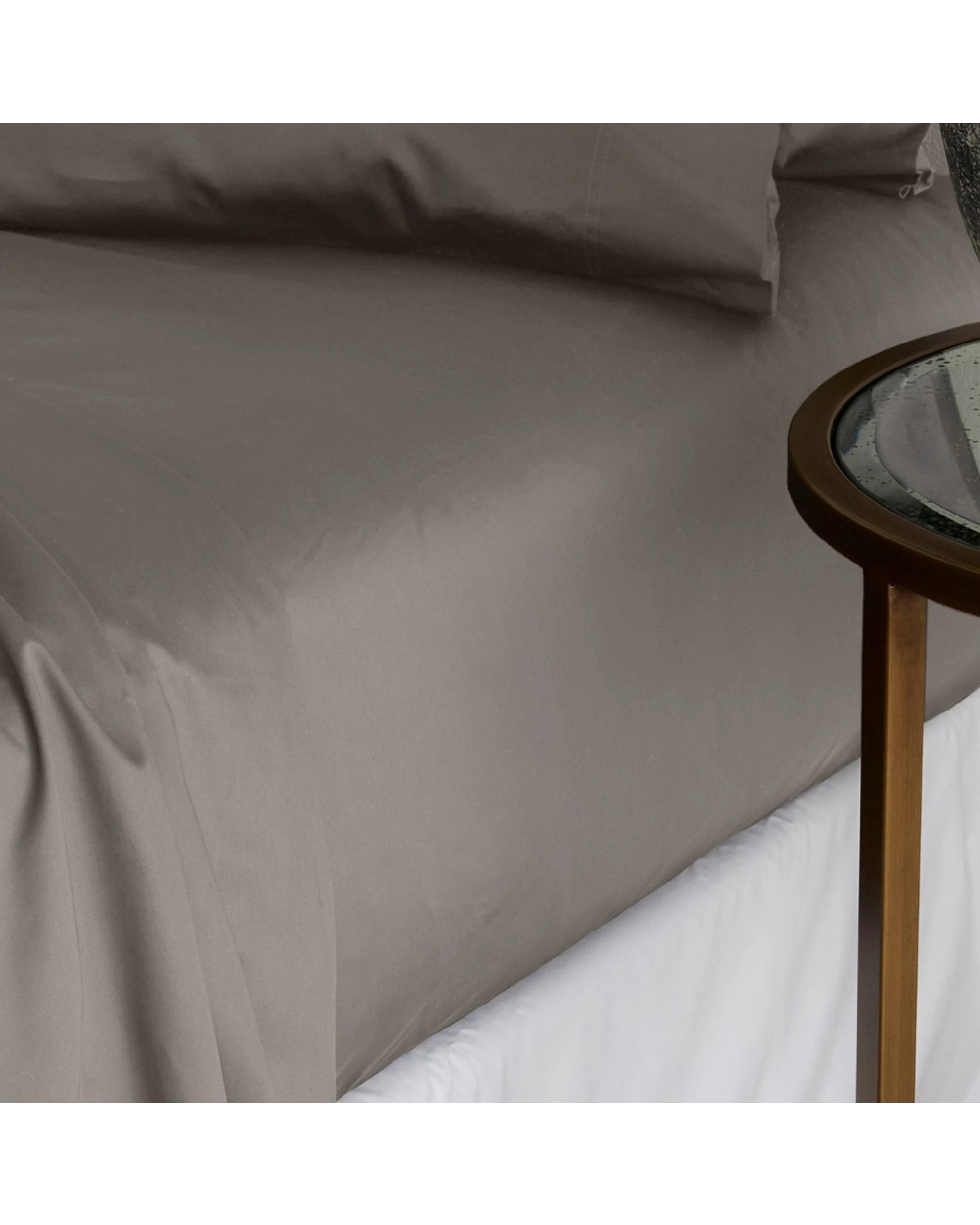 1 Bedding co Fitted Sheet 1200TC Egyptian Cotton Simply Taupe - Double Bed - Beige, 1 of 3