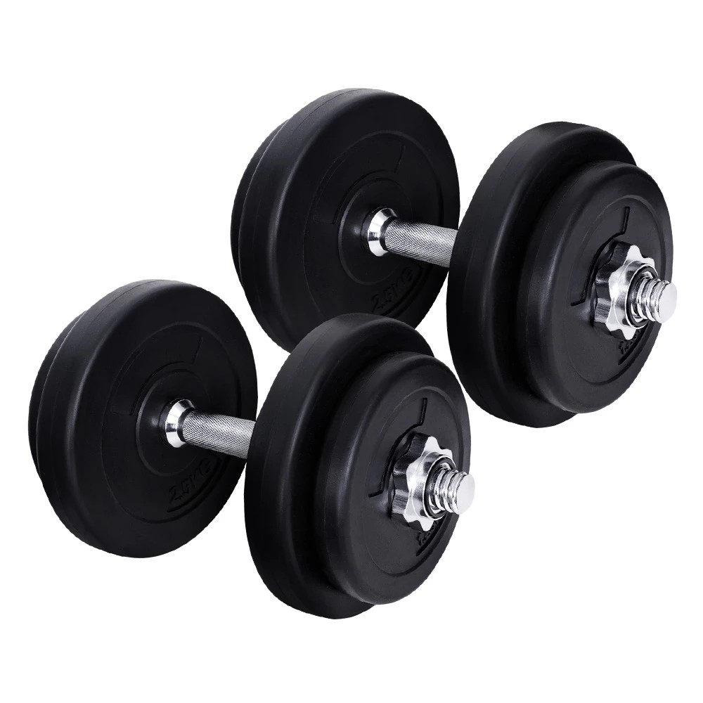 1 Everfit 20kg Dumbbell Set Weight Plates Dumbbells Lifting Bench - Black, 1 of 6