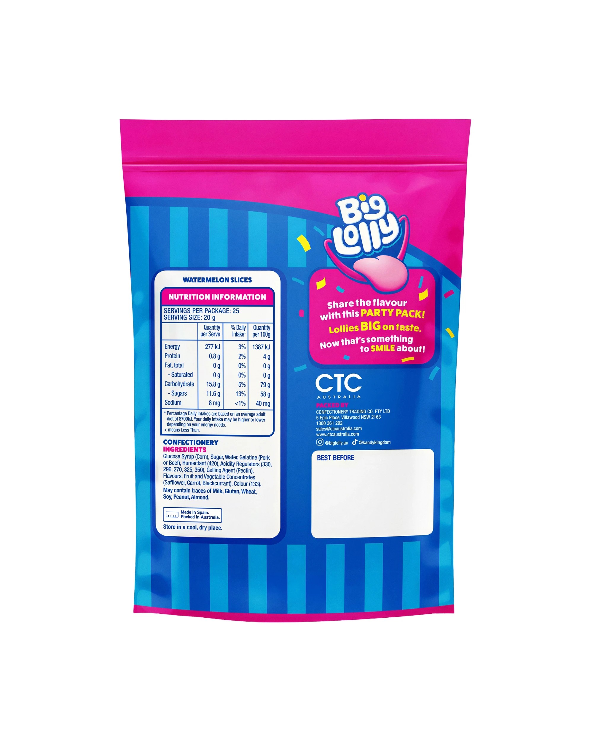 2 25 Pack Big Lolly Watermelon Slices Share Pack 500g, 2 of 2