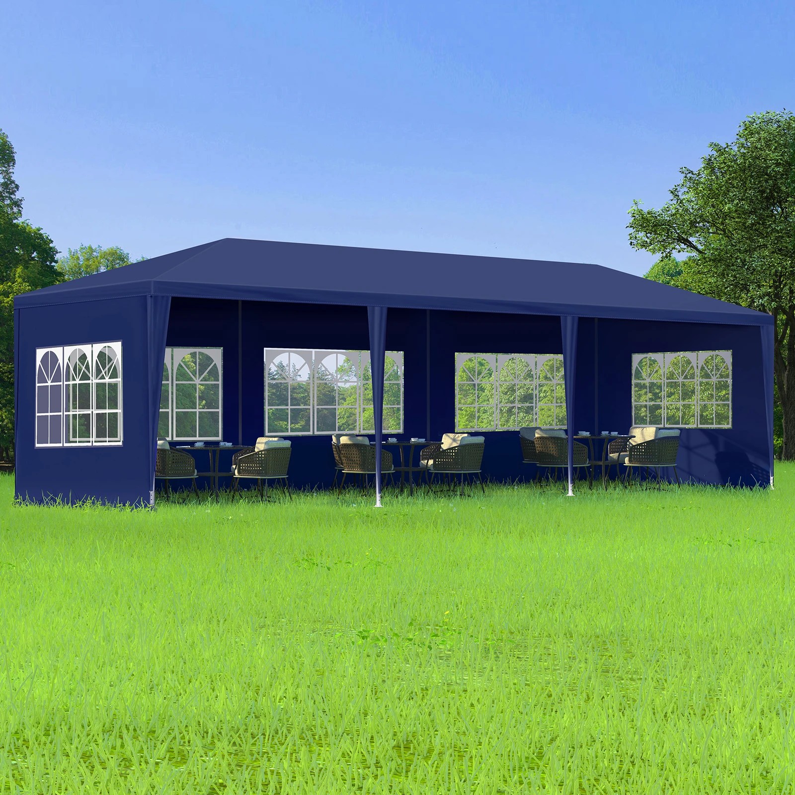 2 Alfordson Gazebo 3x9m Outdoor Wedding Camping Marquee Canopy Portable - Blue, 2 of 7