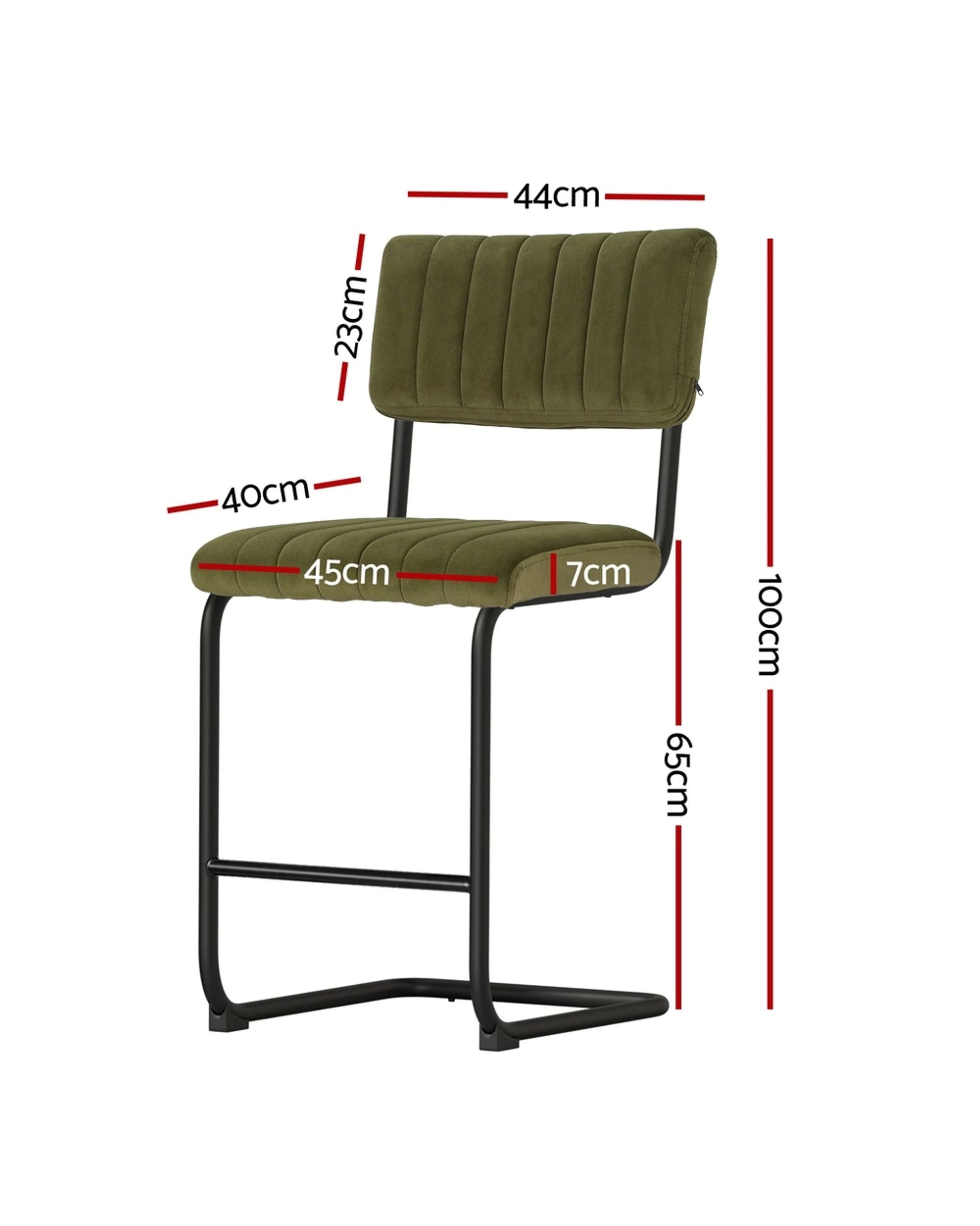 2 Artiss 2x Bar Stools Velvet Chairs Green - Green, 2 of 7