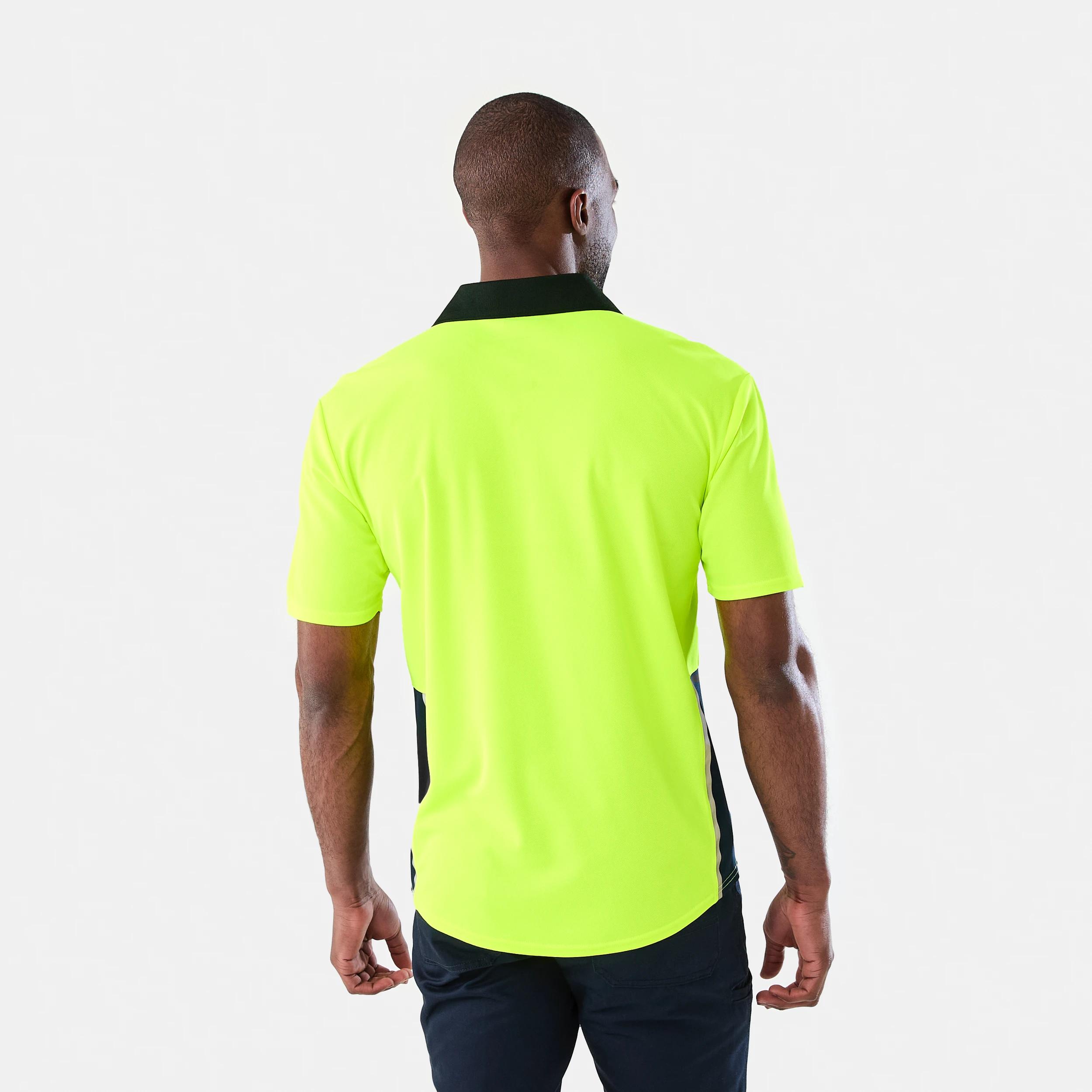 3 Workwear Short Sleeve Hi-Visibility Cool Polo Shirt FLURO YELLOW, 3 of 7