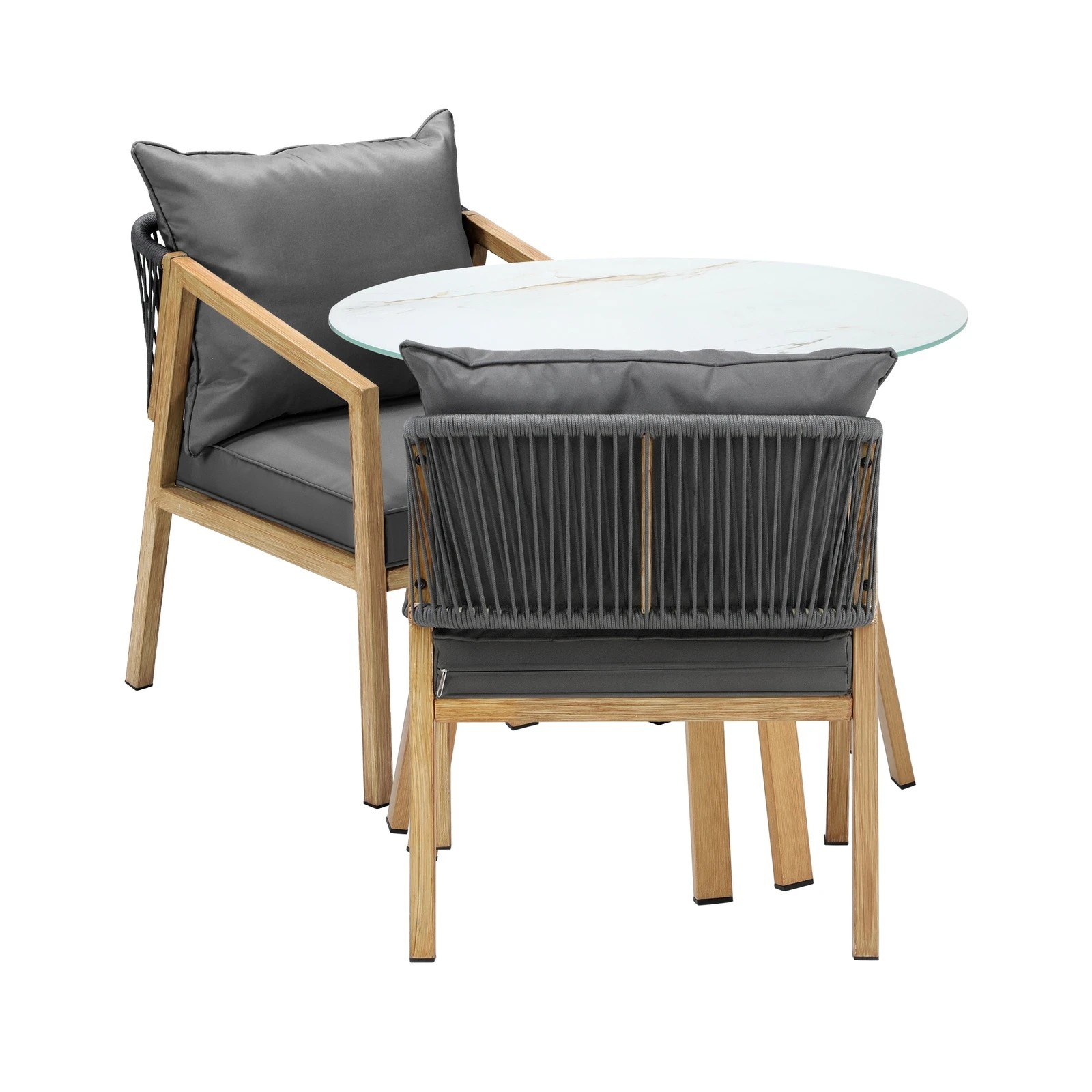 4 Livsip 3pcs Outdoor Dining Setting Patio Furniture Set 90cm Table Lounge Chairs
 - Multi, 4 of 8