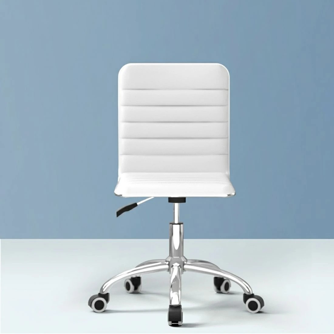 6 Artiss Computer Desk 120cm Executive Office Chairs Set PU Leather Low Back - White, 6 of 6