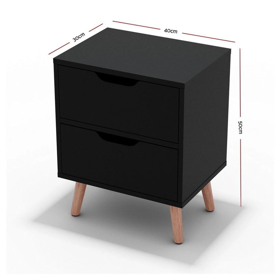 3 Artiss Bedside Table 2 Drawers - BODEN - Black, 3 of 7