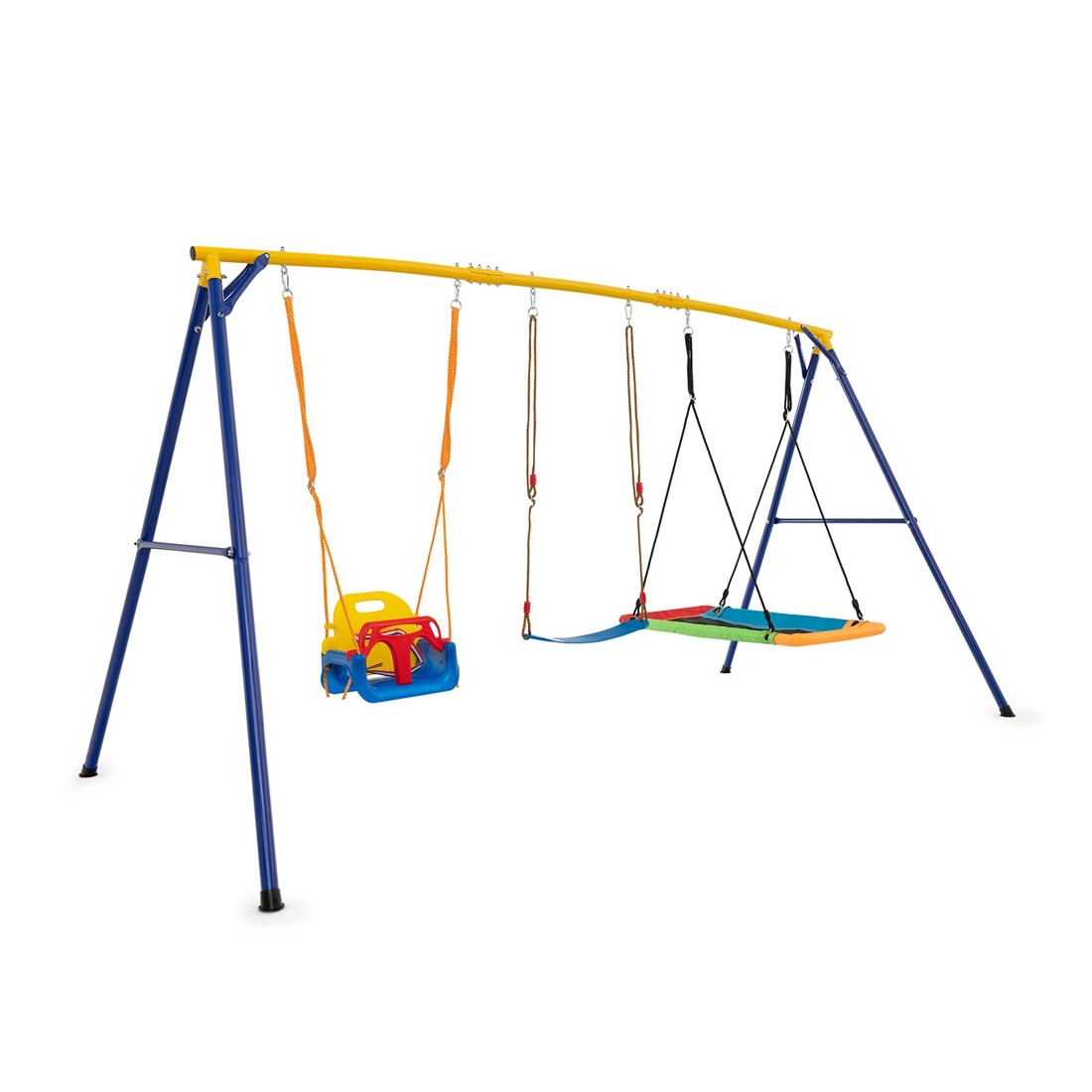 1 Costway Metal Swing Set Carbon Steel Swing Frame w/Belt, 1 of 3