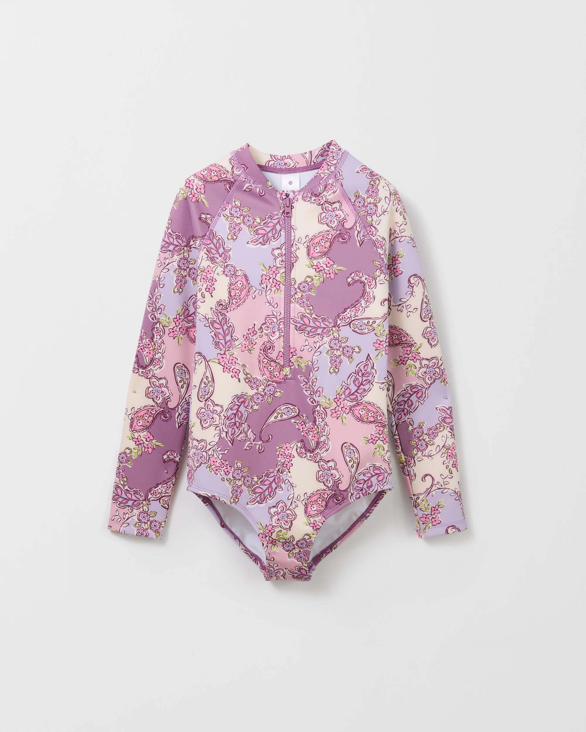 1 Target Long Sleeve Swim Surfsuit PAISLEY PURPLE, 1 of 1