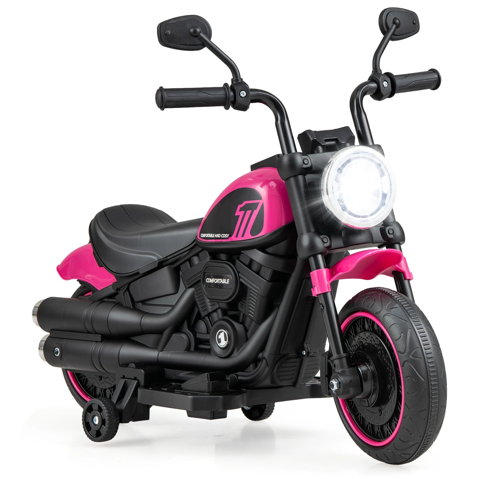 1 Costway 6V Ride On Motorcycle Electric Motorbike Outdoor Toys Car - Pink, 1 of 1