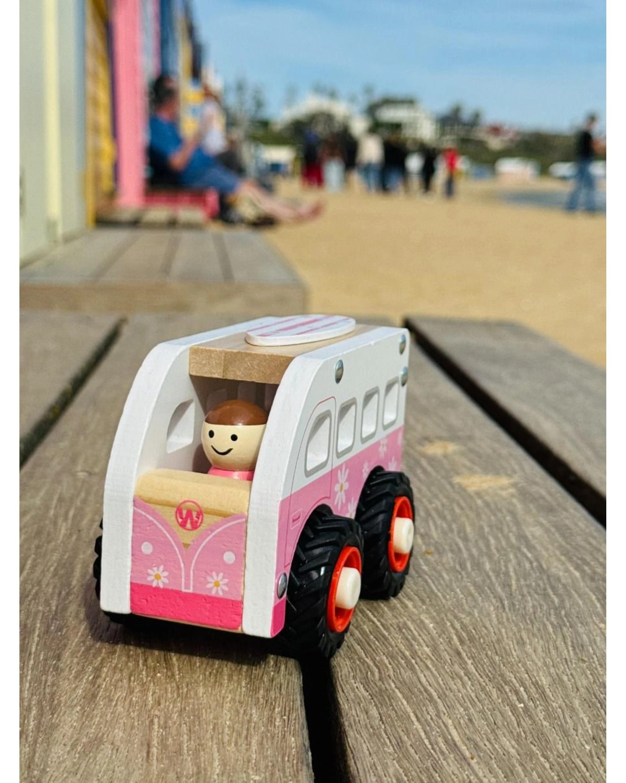 4 Toyslink Wooden Wheelie Pink Kombi Toy Vehicle, 4 of 4
