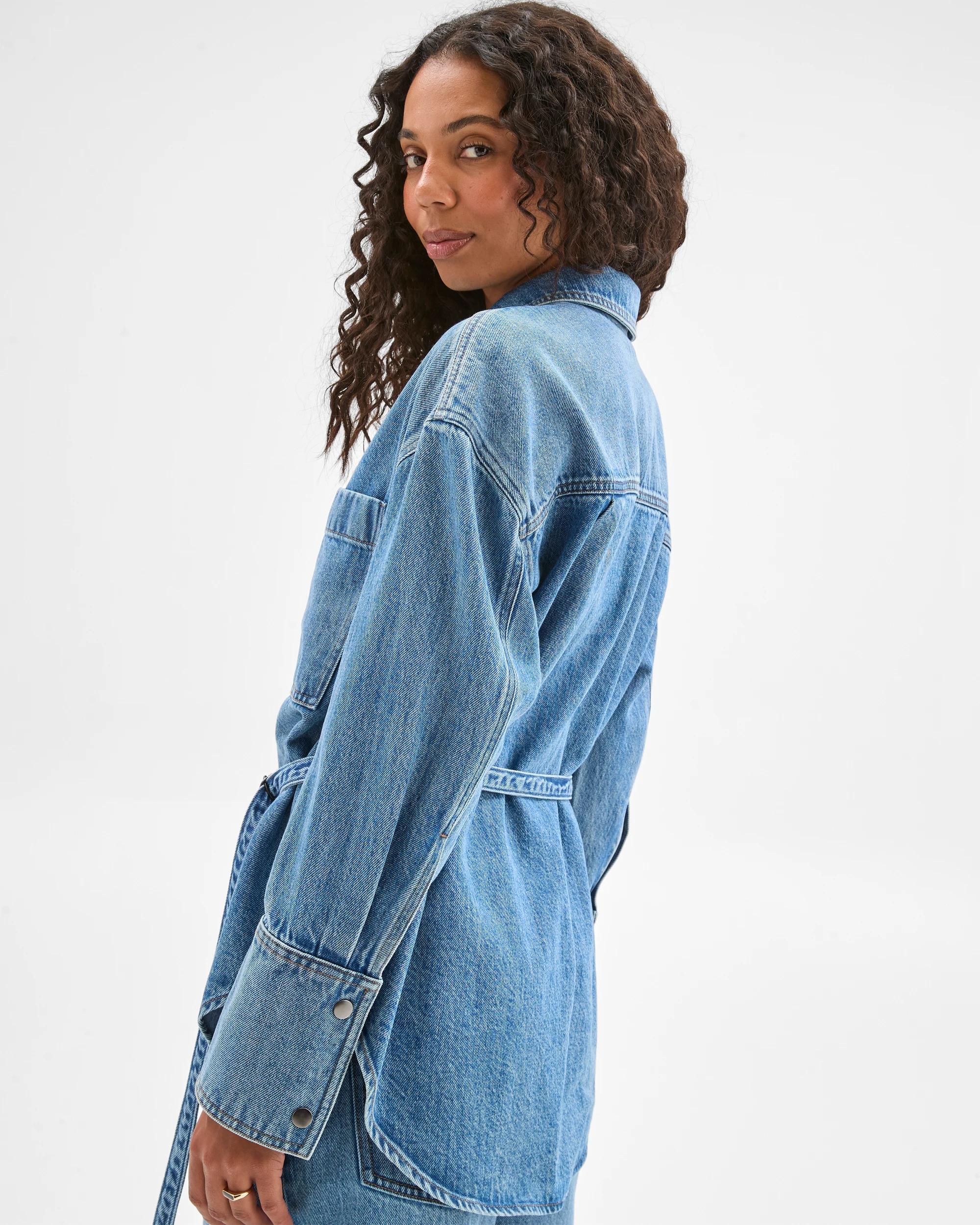 6 Target Denim Belted Denim Shacket MID WORN, 6 of 6