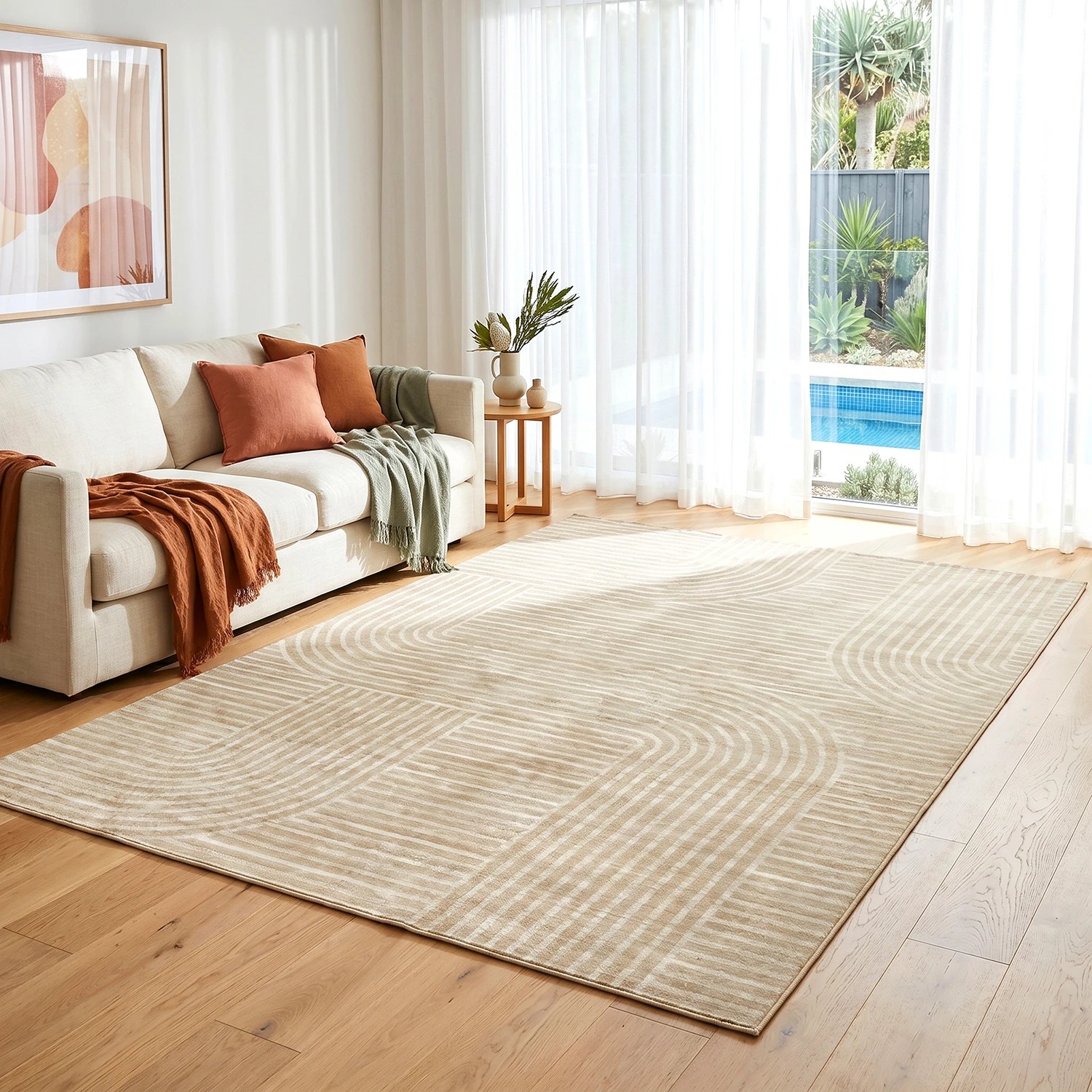 2 Common Ground Rugs Vitality Myla 320x230cm - Extra Large Washable Floor Rug - Natural - Natural, 2 of 7