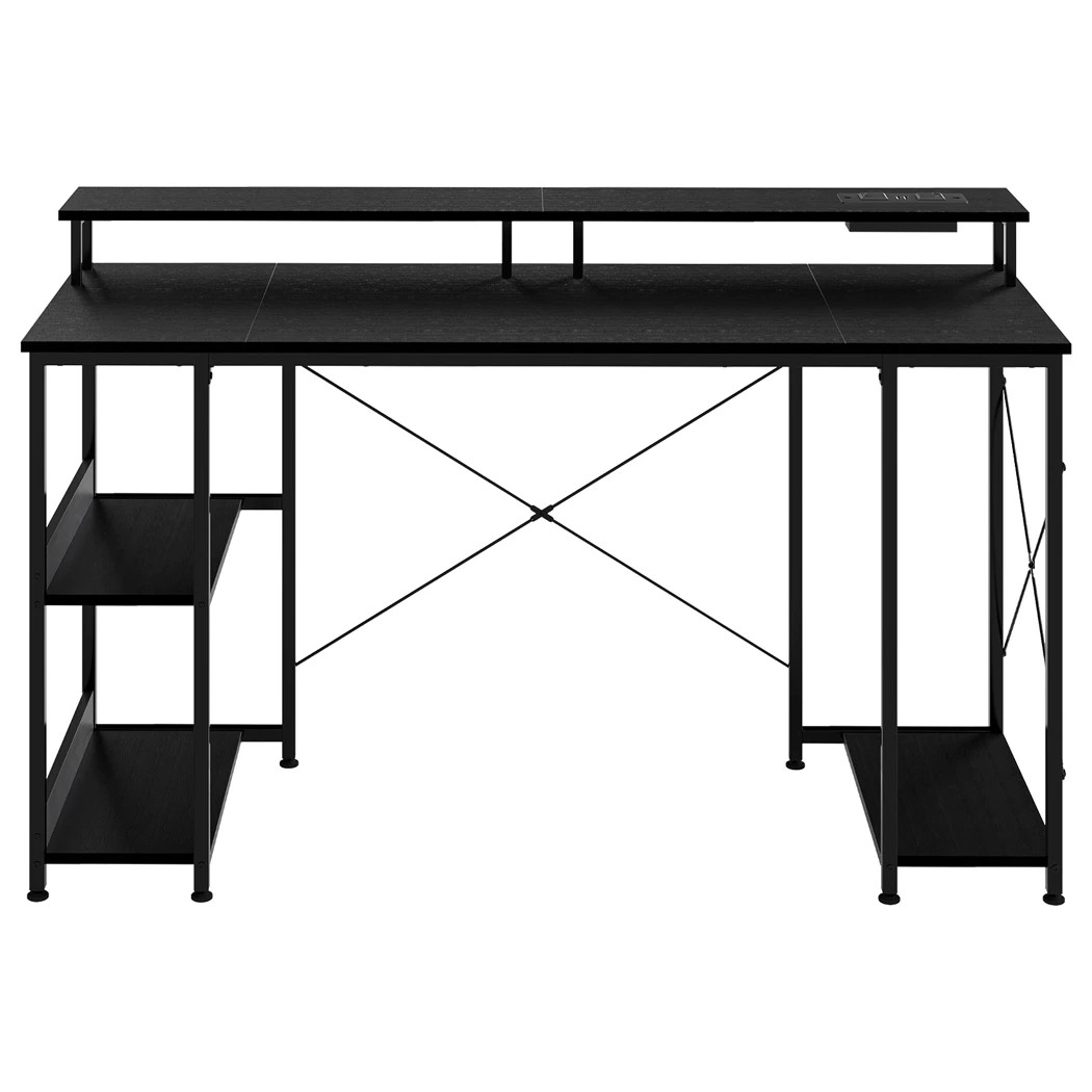 2 Levede 140 CM Computer Desk with Power Outlets and LED Lights in Black Colour, 2 of 7
