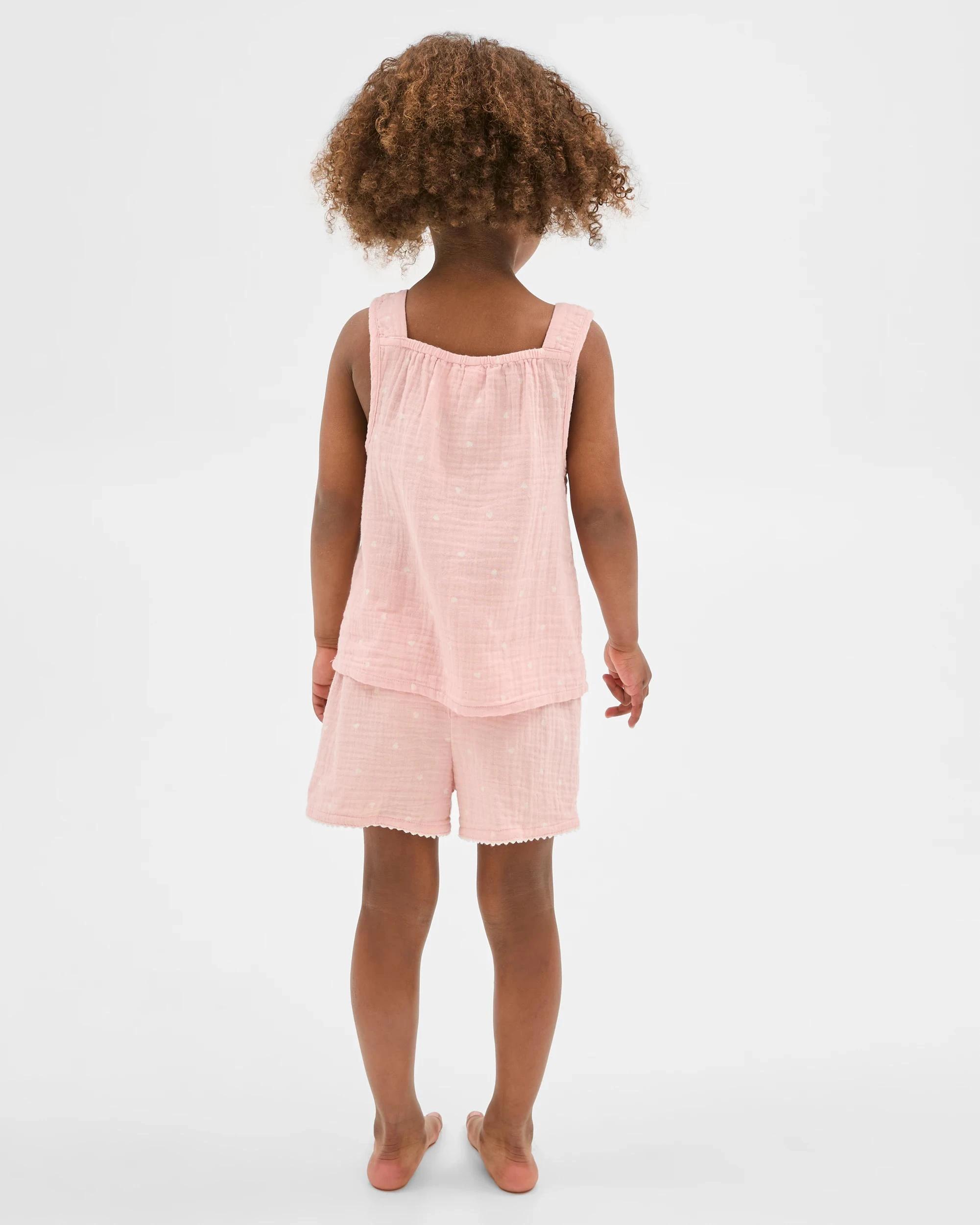 4 Target Kids Australian Cotton Younger Girls Double Cloth Cami Short Pyjama Set HEART, 4 of 8