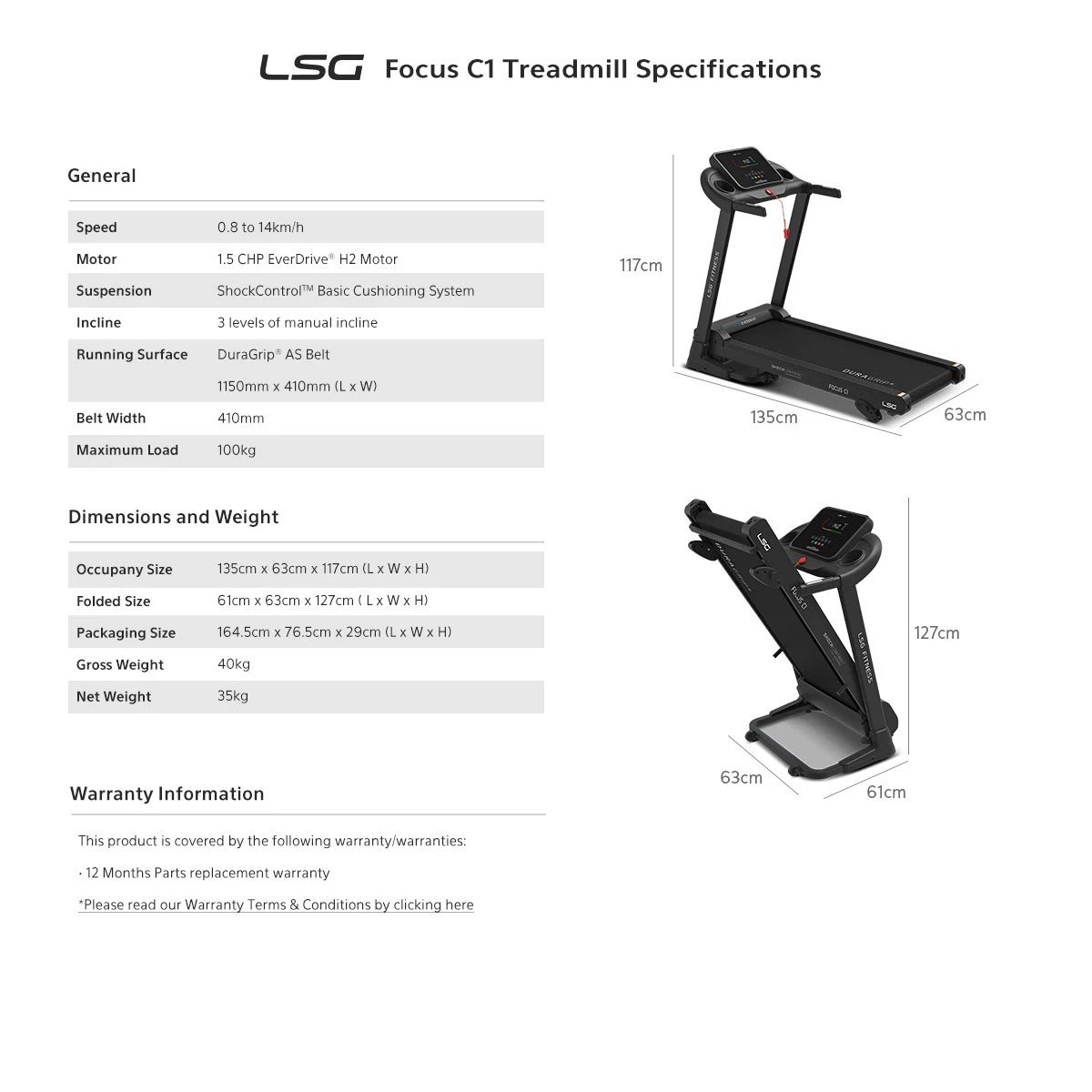 8 LSG Focus C1 Treadmill - Black, 8 of 9