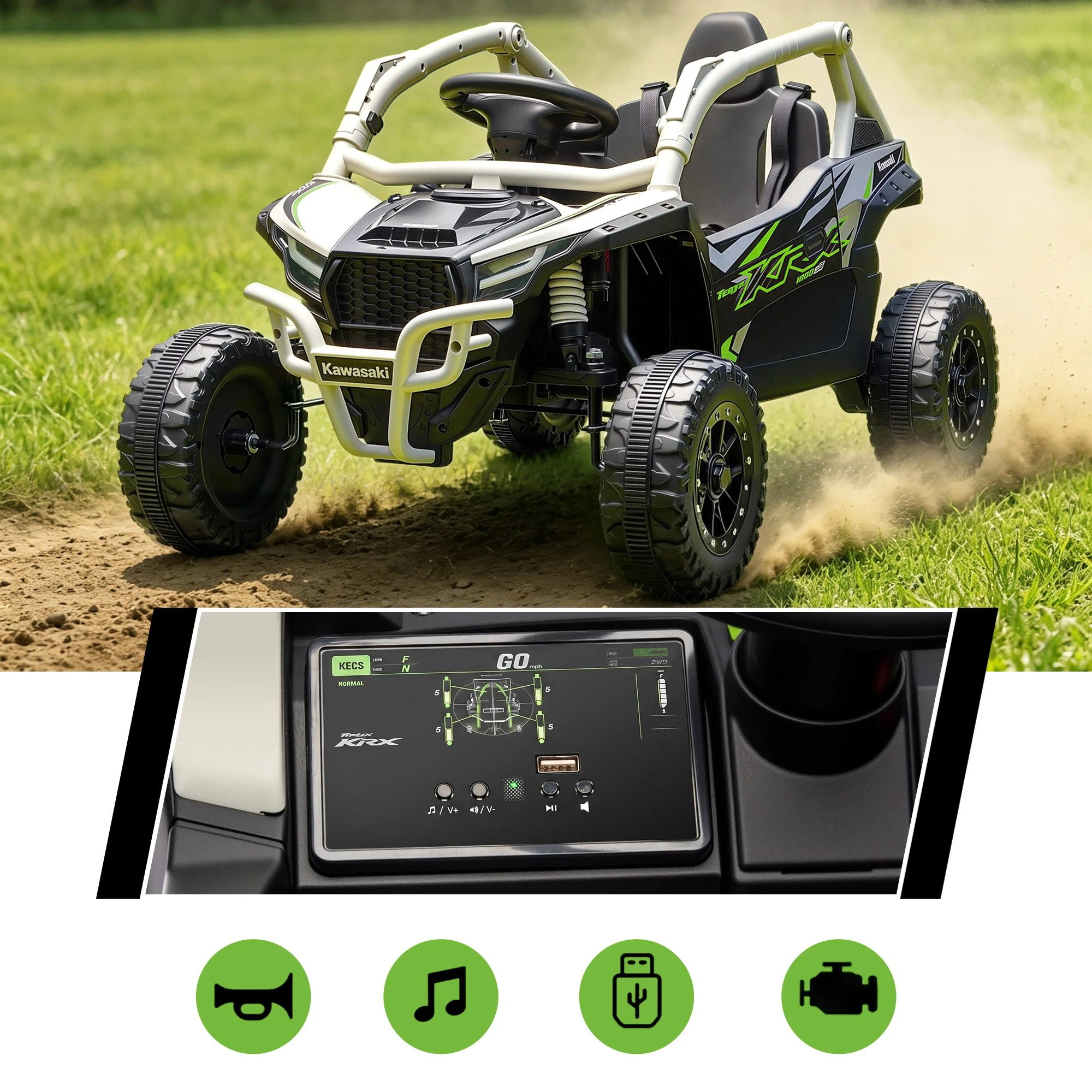 7 Kids Ride On Car Off-Road Licensed KRX1000 Electric Ride-On Toy with Remote Control - Grey, 7 of 9