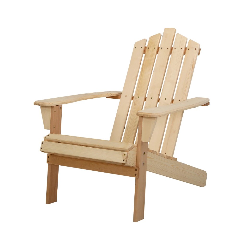1 Gardeon Adirondack Outdoor Chairs Wooden Beach Chair Patio Furniture Garden - Natural, 1 of 5
