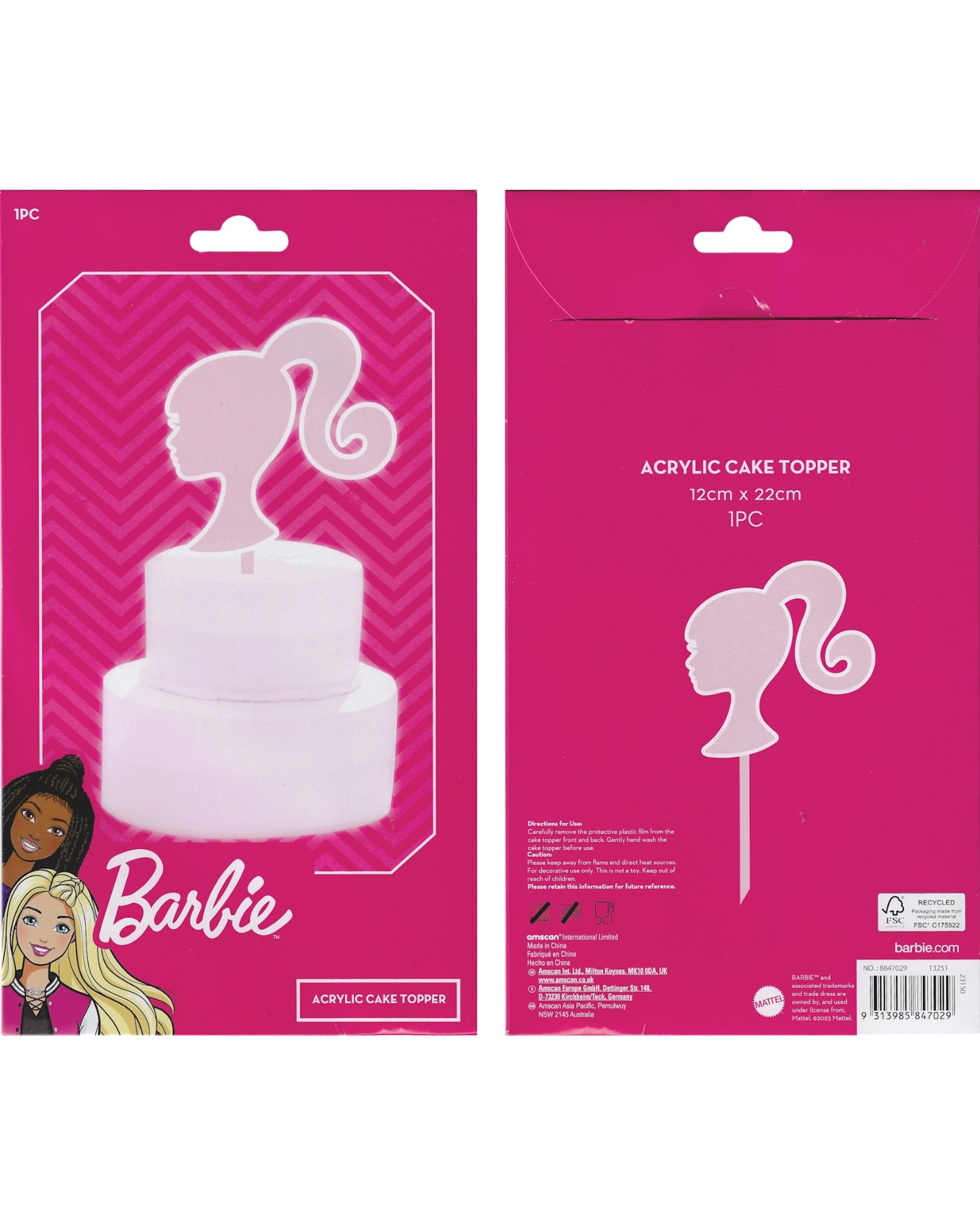 3 Amscan Inc. Barbie Acrylic Cake Topper - Pink, 3 of 3