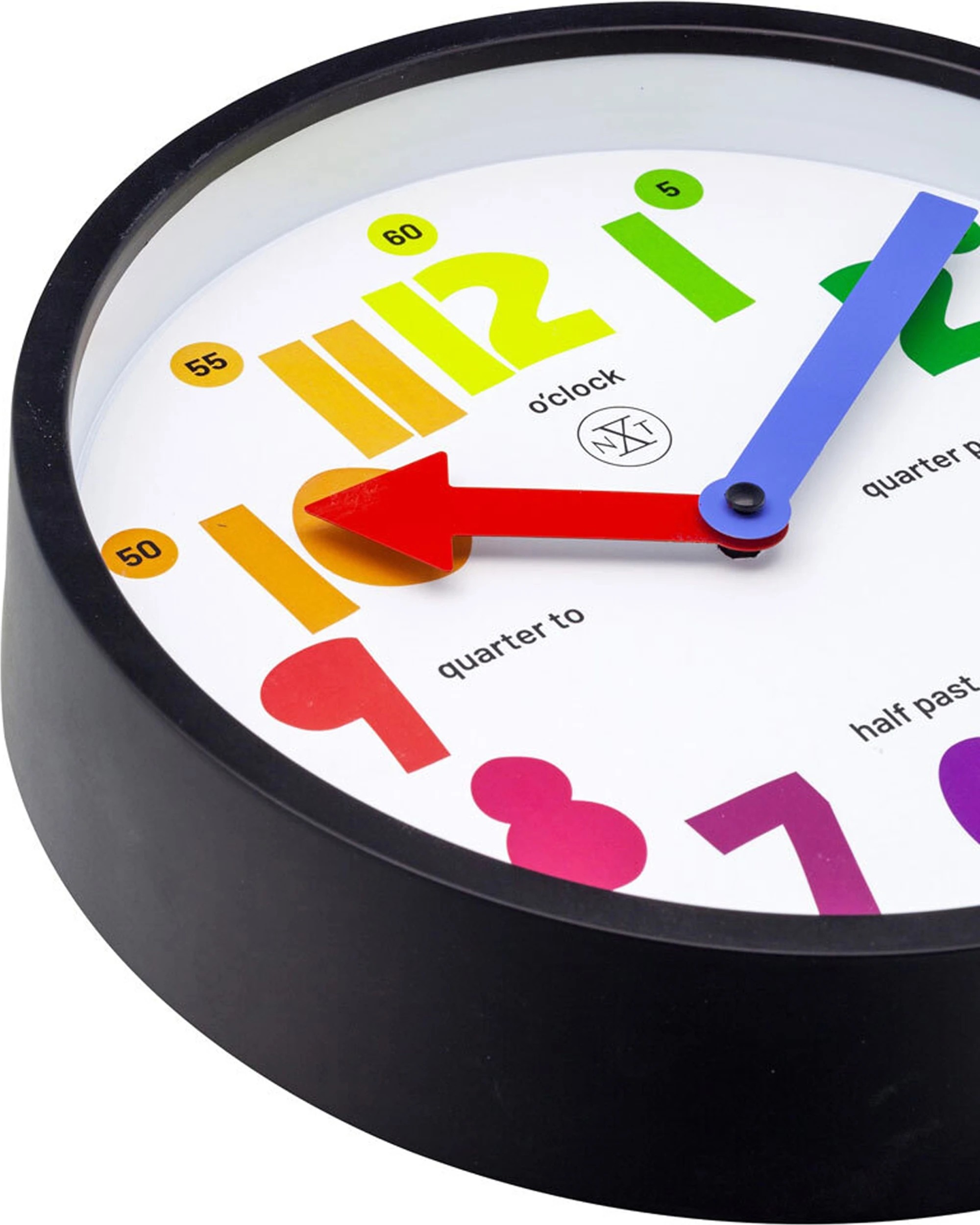 2 NeXtime 26cm Silent Movement Kids Wall Clock Learn The Time - Black, 2 of 6