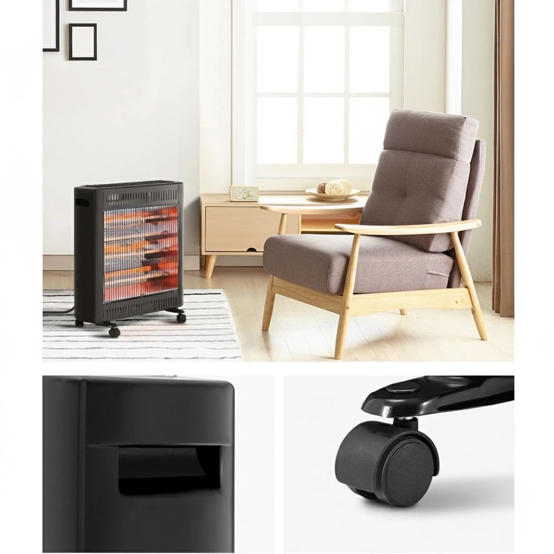 7 Devanti 2200W Infra Heater Radiant Heaters - Black, 7 of 7