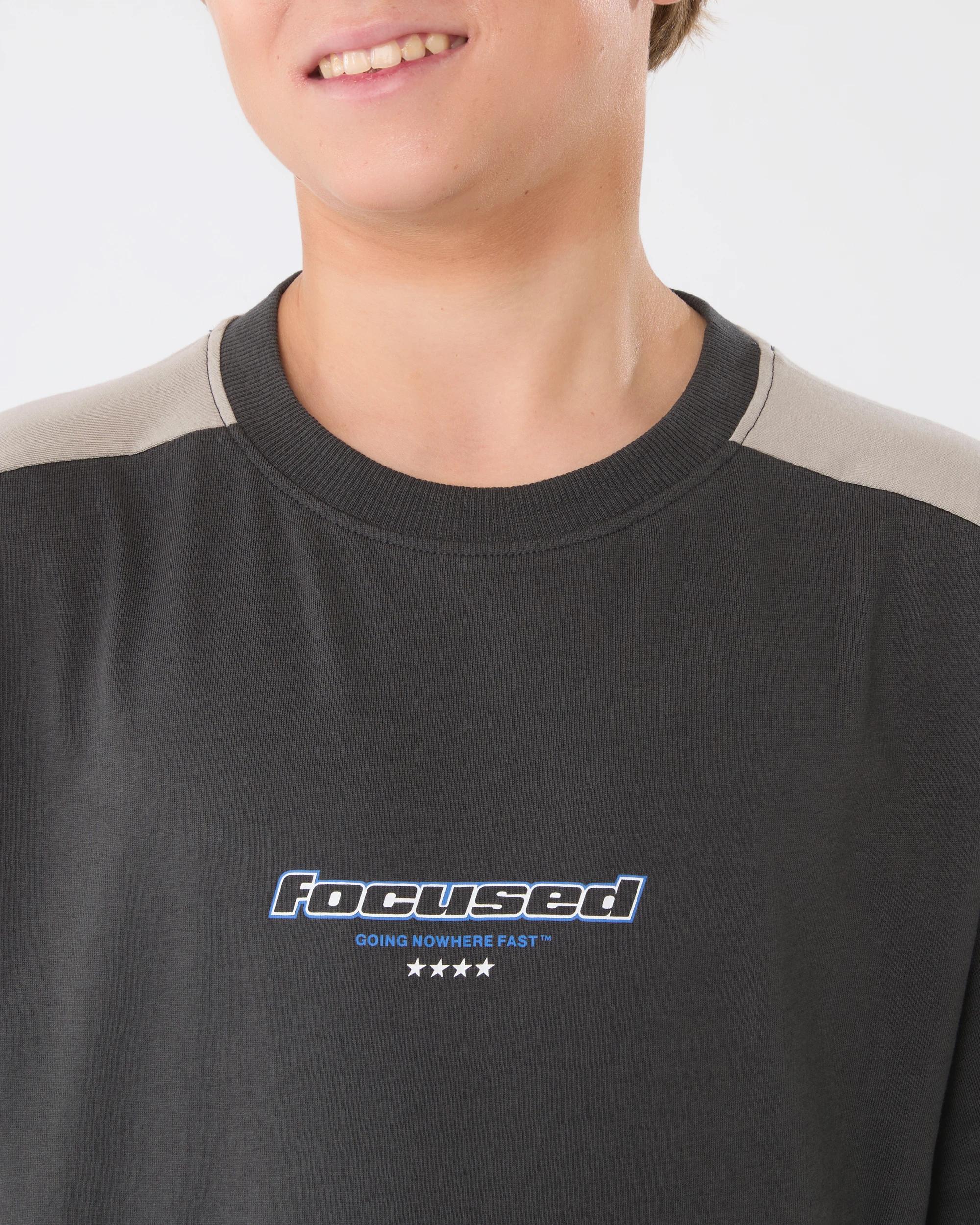 4 Short Sleeve Panelled Printed T-shirt Blk Sand, 4 of 8