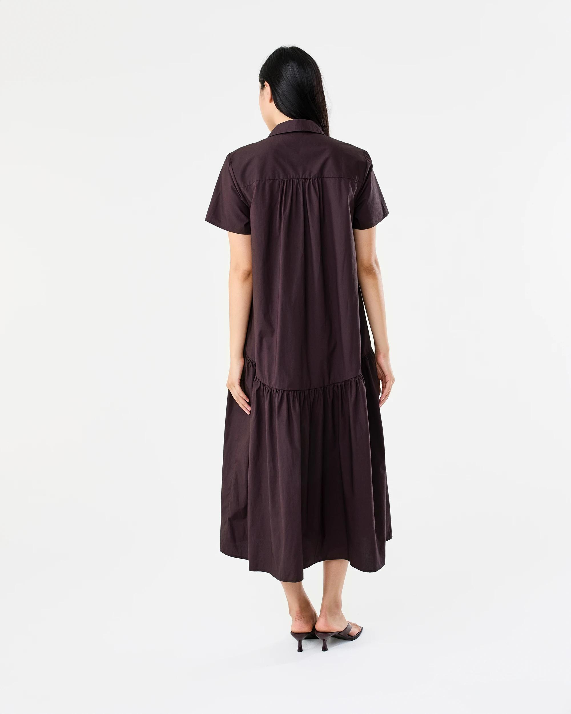 3 Short Sleeve Drop Waist Shirt Midi Dress Fudge, 3 of 7