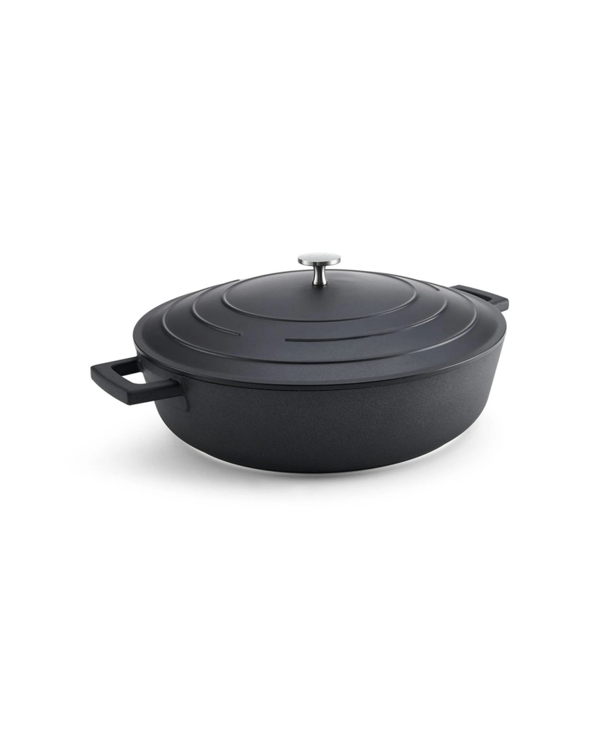 3 MasterCraft Cast Aluminium Shallow Casserole Dish Kitchen Cooking Pot 5L 33cm - Black, 3 of 6
