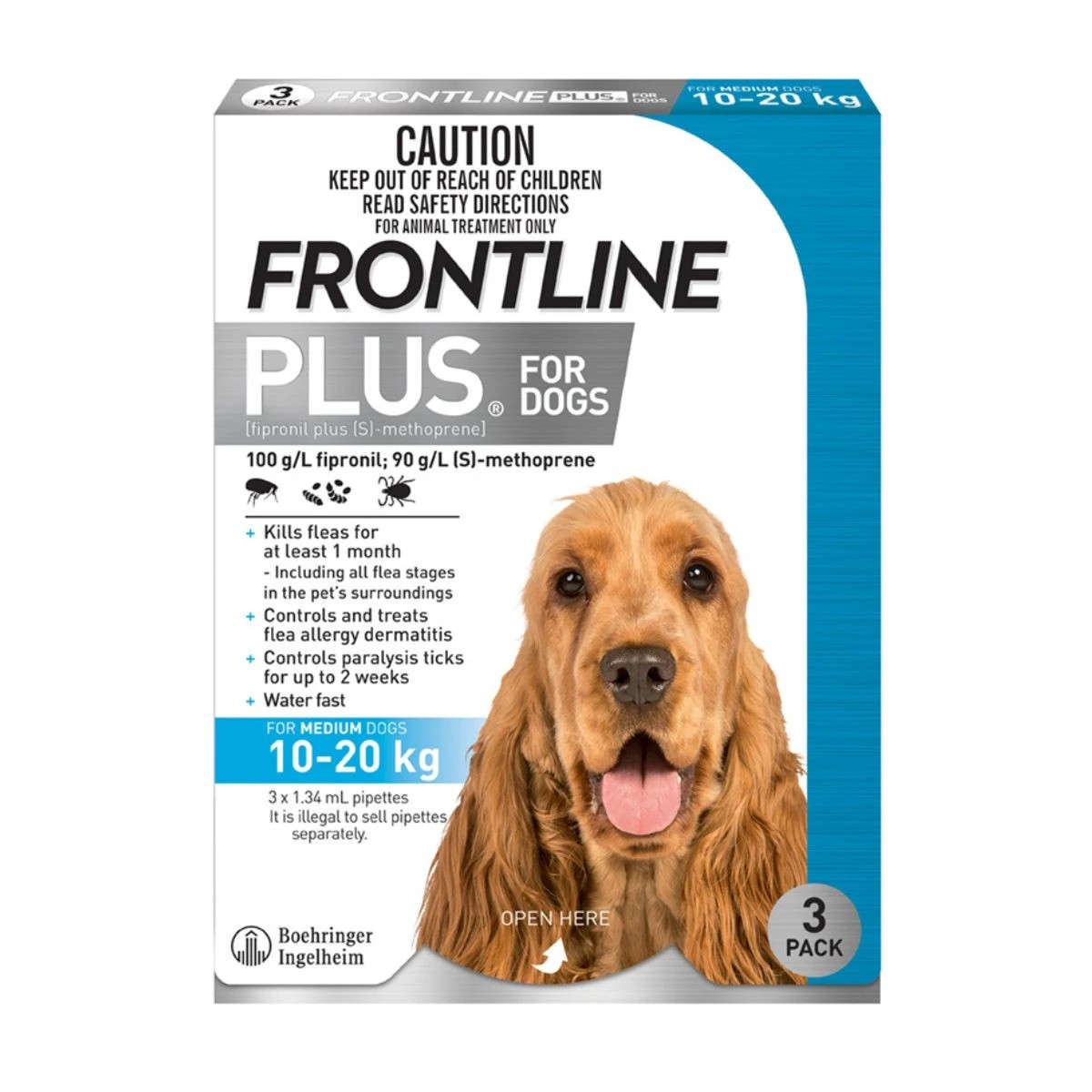 1 Frontline Plus Dog 10-20Kg Med 3'S Wfpdm3 - Blue, 1 of 2