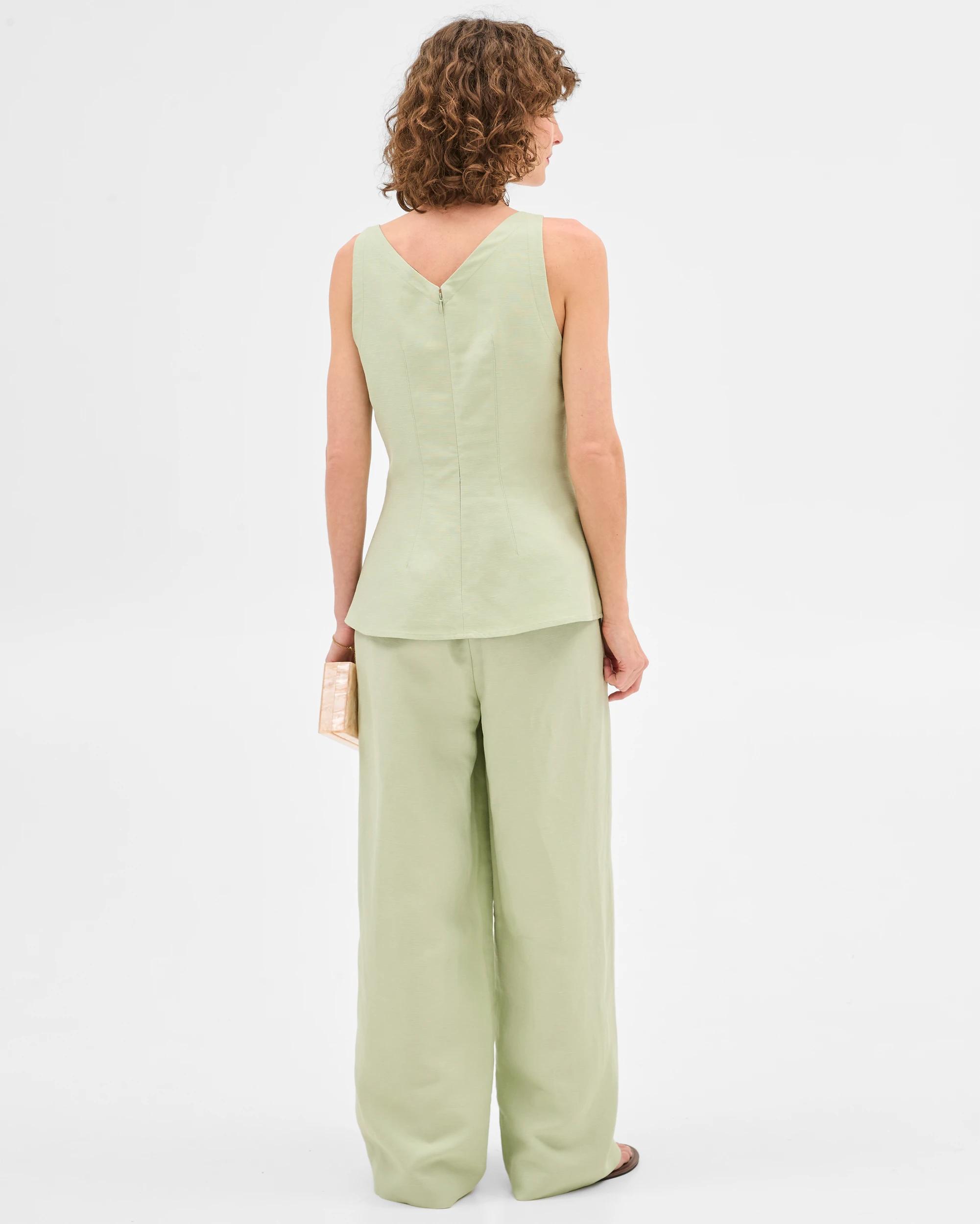 4 Linen Blend Wide Leg Pants - Preview DESERT SAGE, 4 of 6
