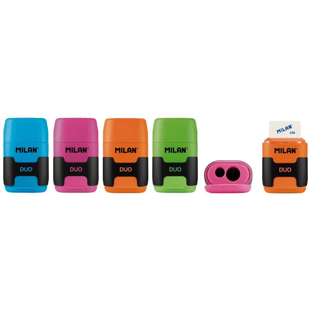 3 Milan Compact Duo 2 Hole Sharpener and Eraser Assorted, 3 of 5