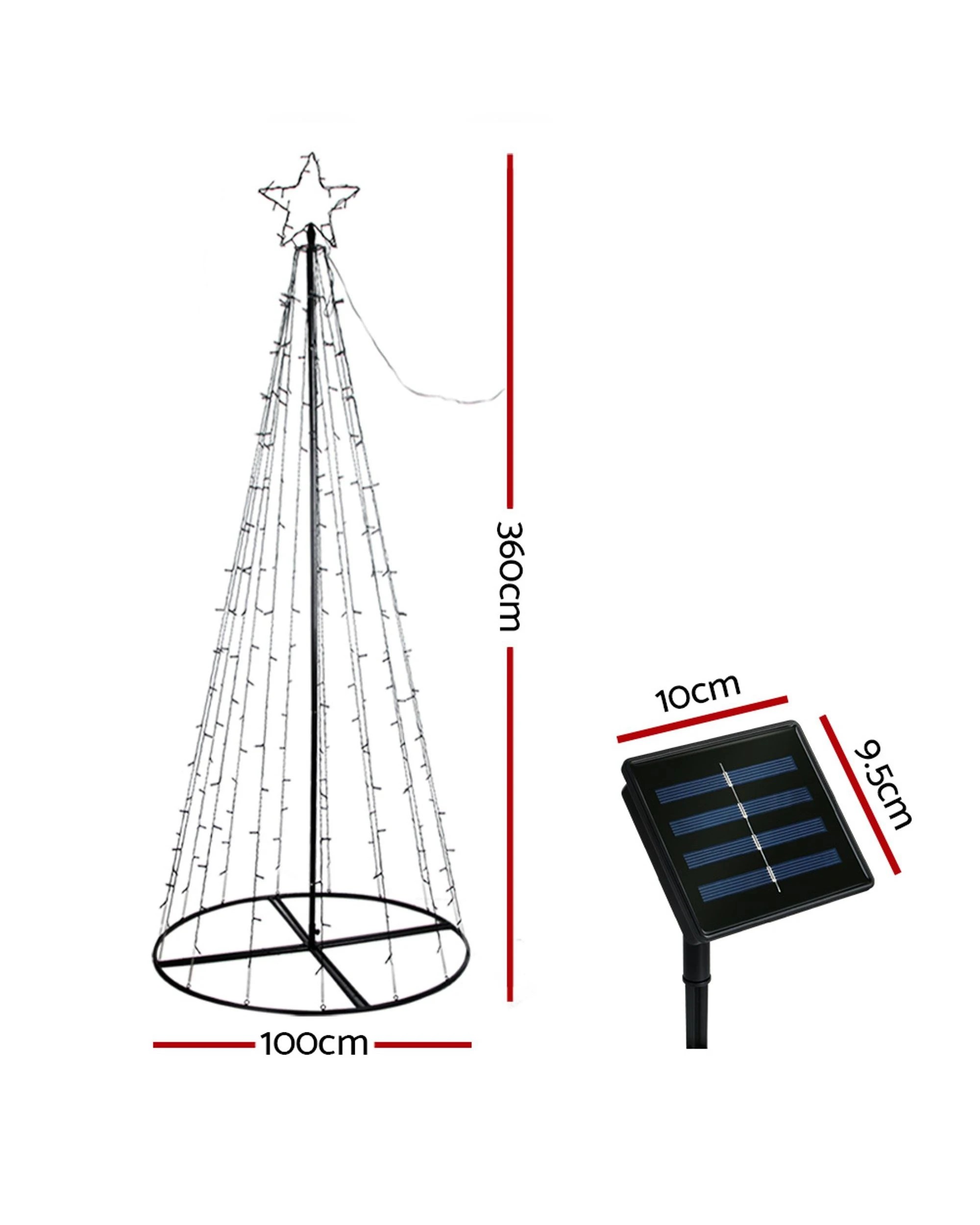 2 Jingle Jollys Solar Christmas Tree 3.6m Xmas Tree Decorations 8 Light Modes
 - Green, 2 of 3