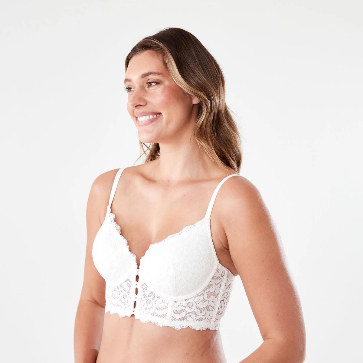 2 Co-ordinated Lace Push-Up Corset Bra OFF WHITE, 2 of 6