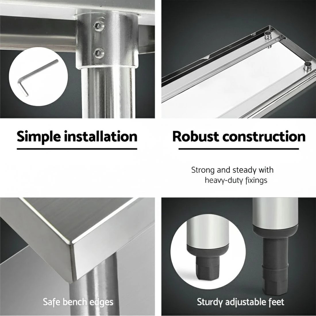 3 Cefito 1524x610mm Stainless Steel Kitchen Bench 304 - Silver, 3 of 6