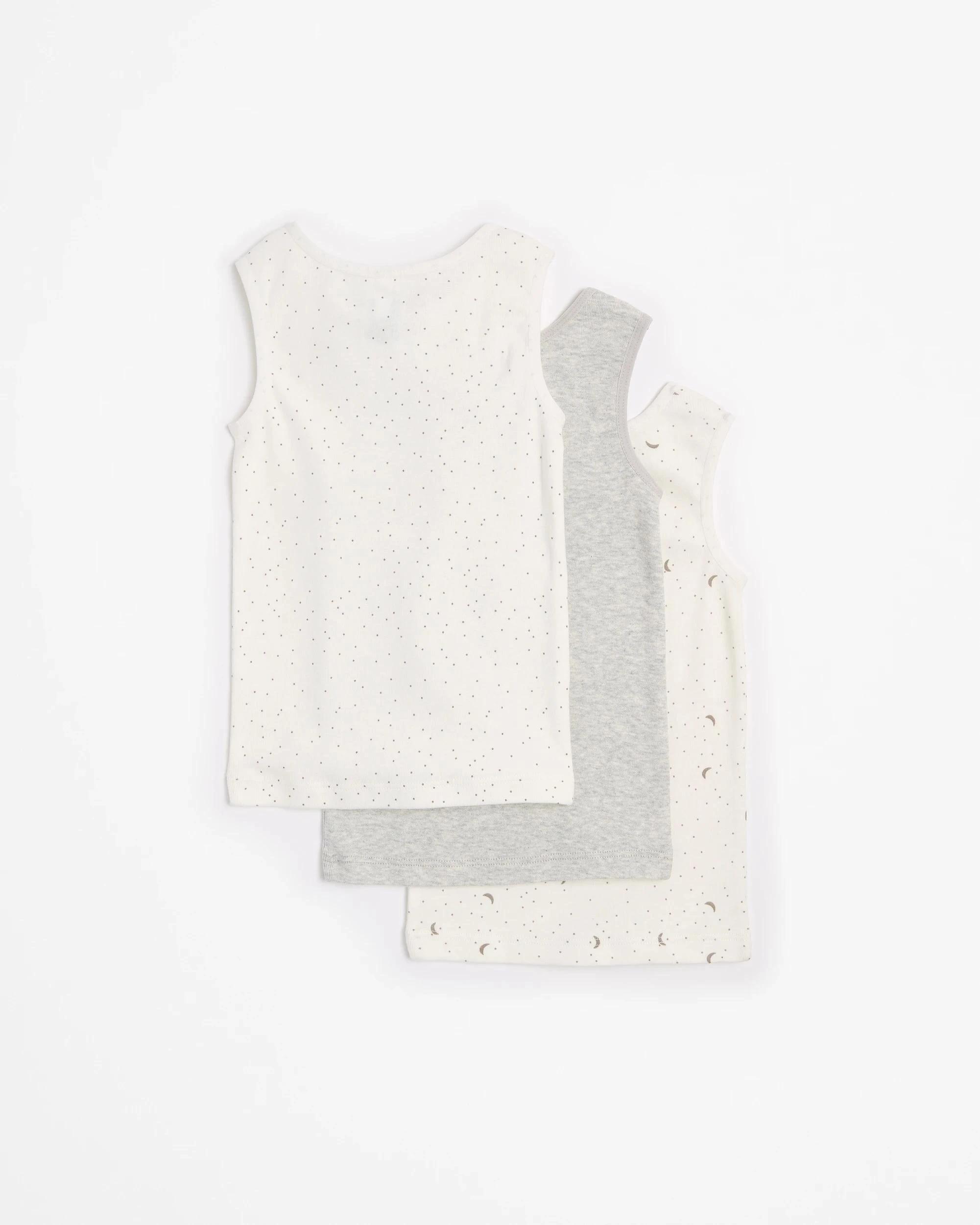 5 Target Baby Organic Cotton Vests 3 Pack CRESCENT MOON/GREY MARLE/SPOT, 5 of 5