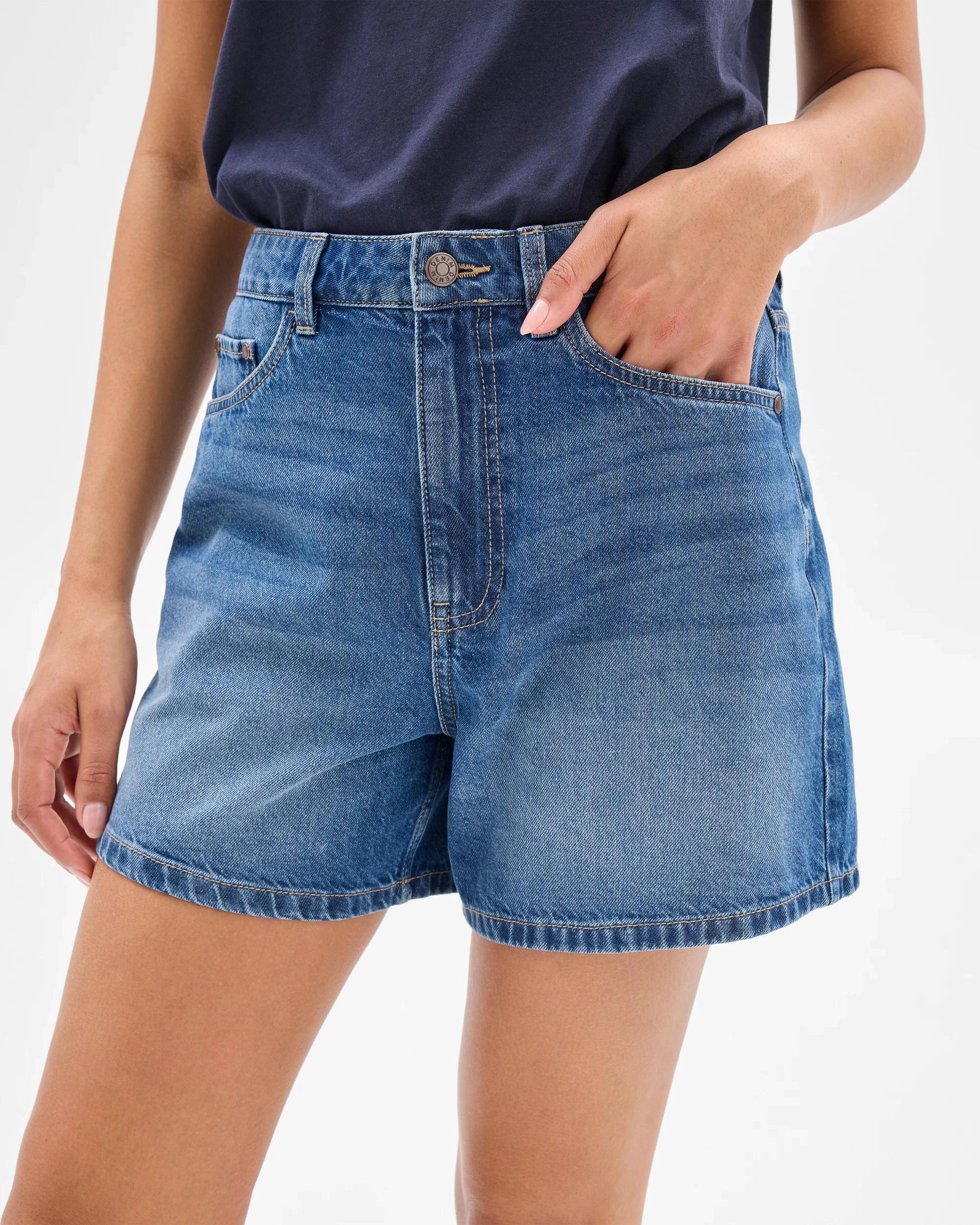 5 Target High Rise A-Line Denim Shorts MEDITERRANEAN BLUE, 5 of 8