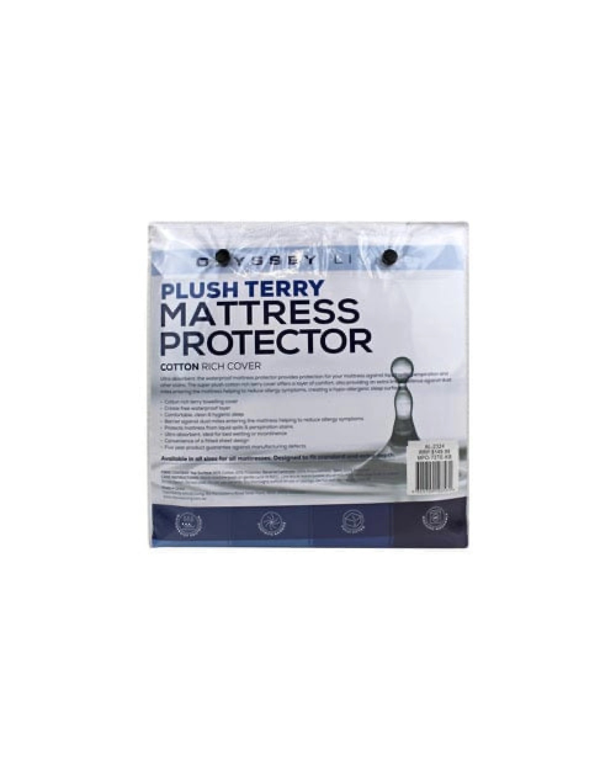 3 Odyysey Living Waterproof Plush Terry Mattress Protector - White, 3 of 3