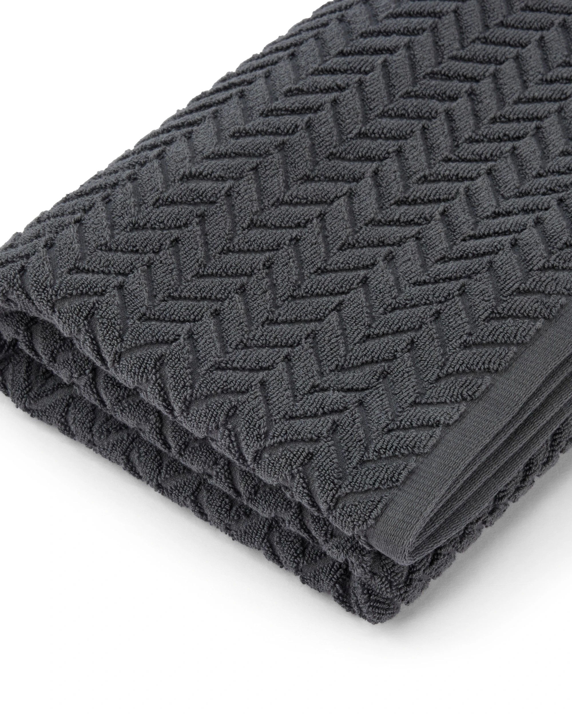 4 Chevron Cotton Bath Towel - Grey, 4 of 6