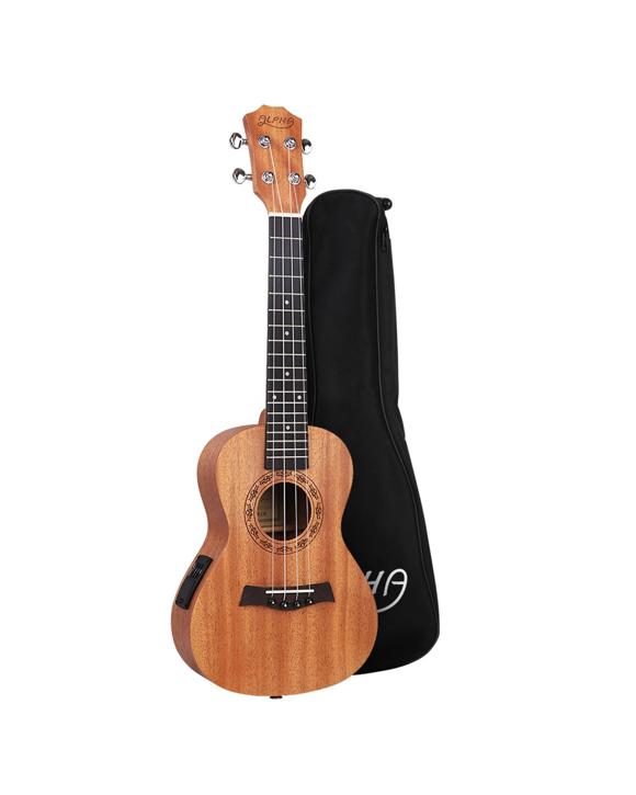 Alpha 26" Ukulele Equaliser Mahogany Tenor Beginner Gift w/ Bag - Natural