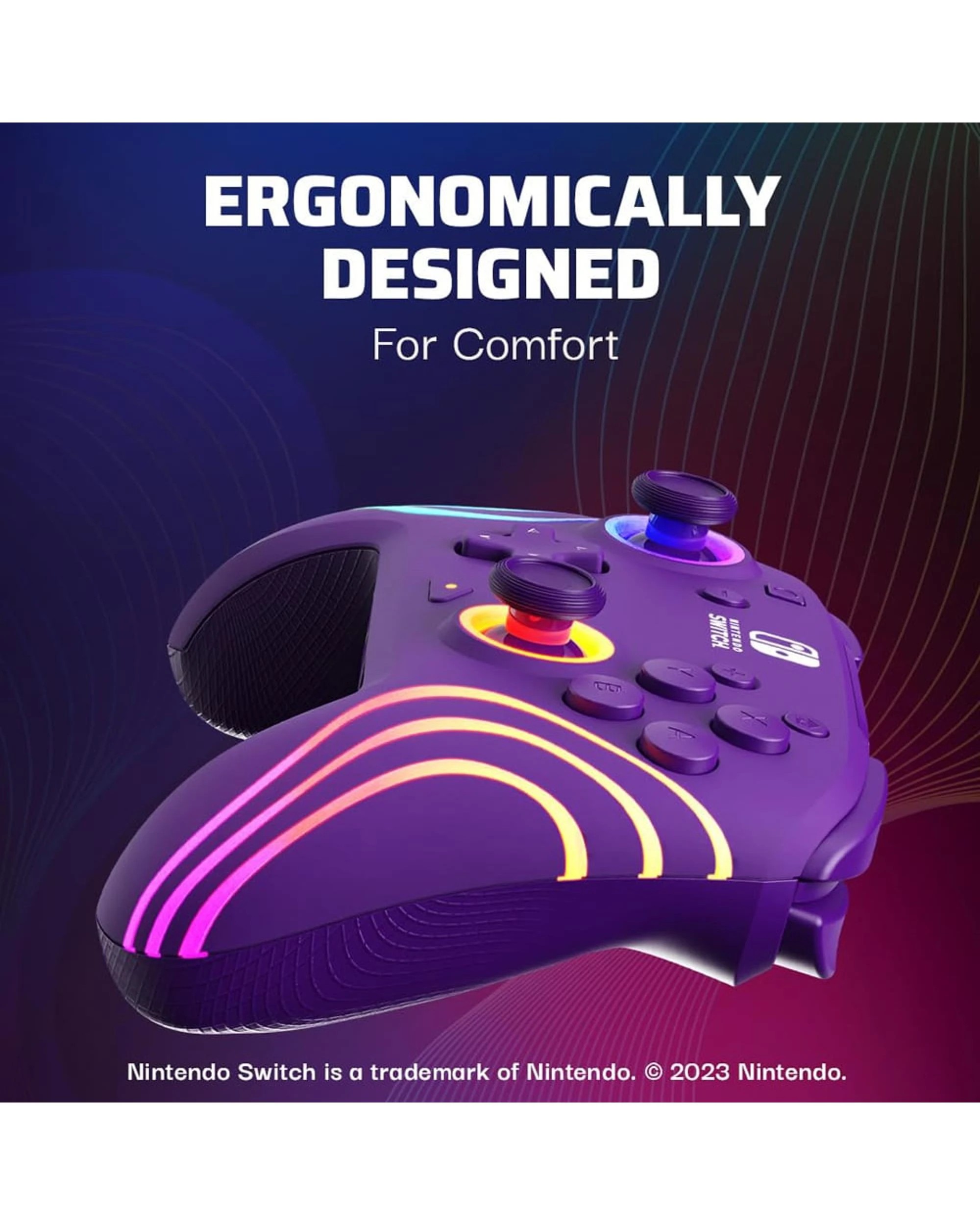 6 PDP Afterglow Wave Wireless Controller for Nintendo Switch - Purple, 6 of 10