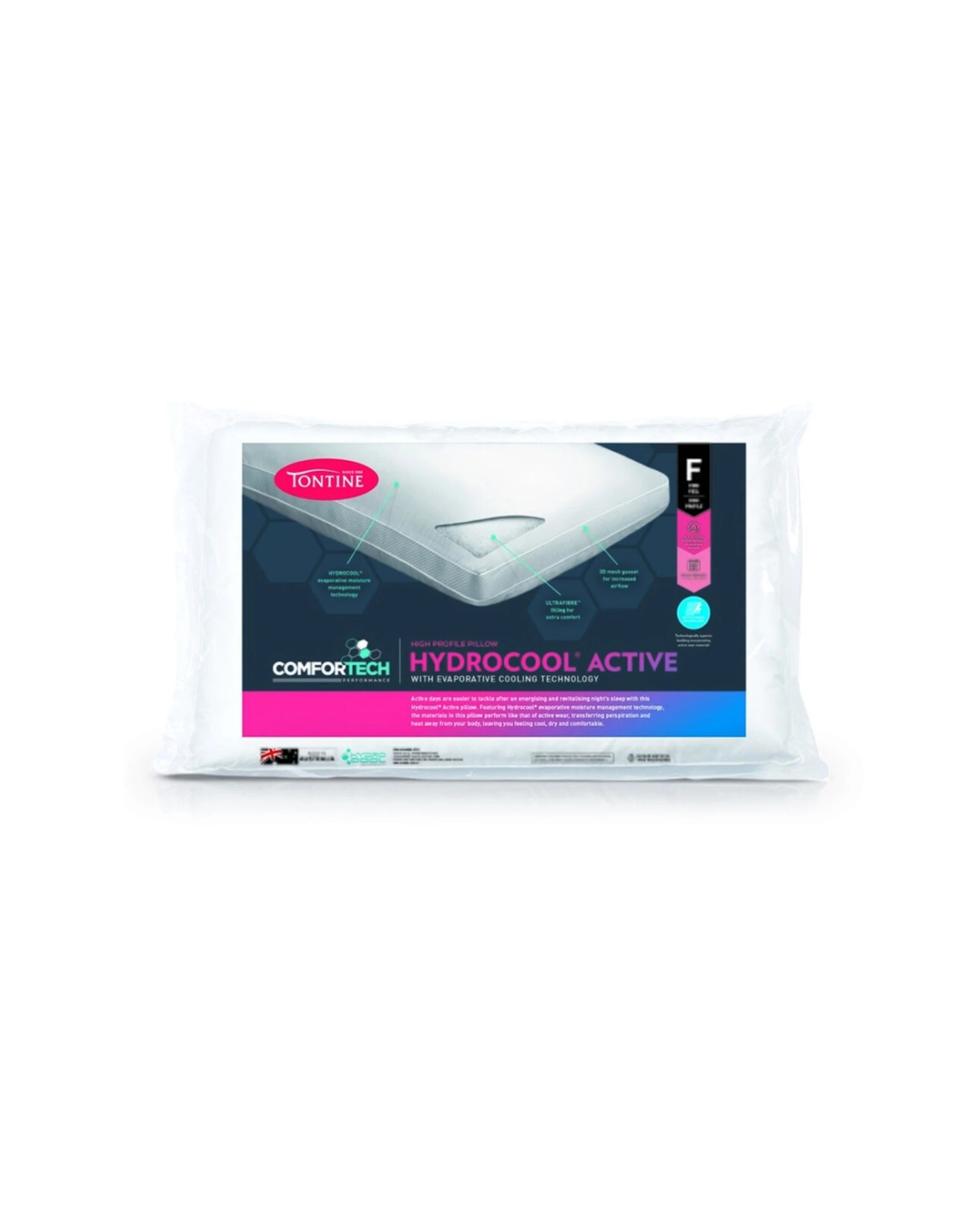 2 Tontine Comfortech Hydrocool Active Pillow Firm High Profile 4PK - White, 2 of 4