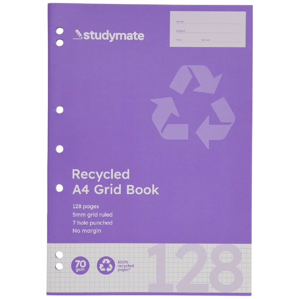 3 Studymate A4 70gsm 5mm Grid Book 128 Page, 3 of 3