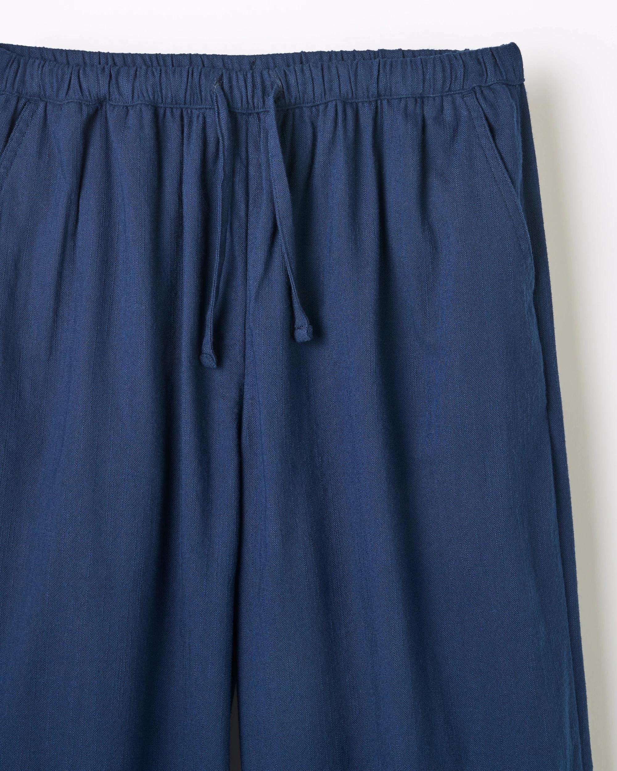 6 Target Embroidered Hem Cropped Wide Leg Chambray Pants NAVY, 6 of 7