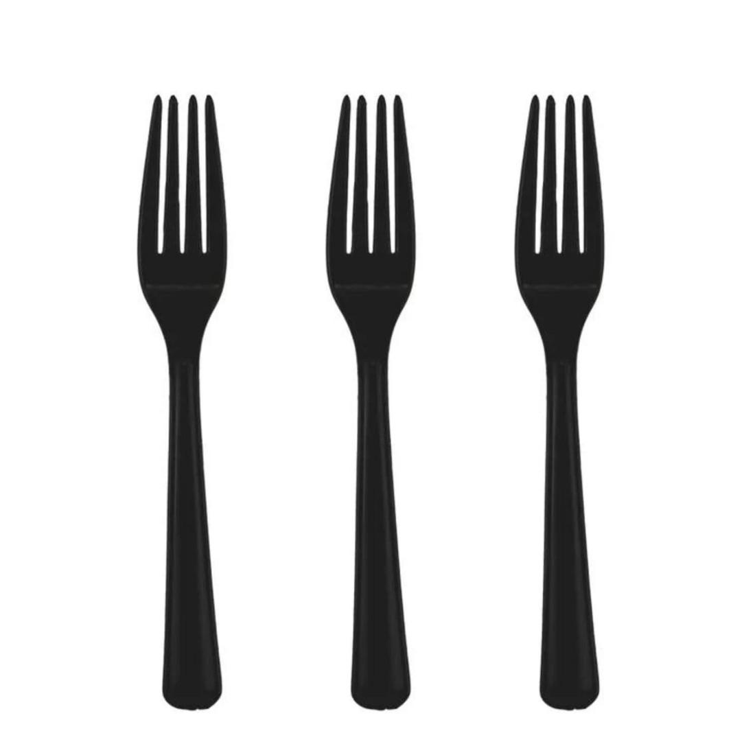 1 Alpen Black Reusable Plastic Forks (Pack of 20), 1 of 3