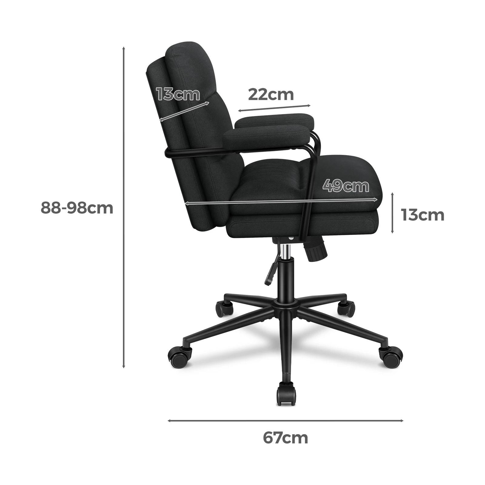 10 Alfordson Office Chair Ergonomic Executive Computer Work Seat Fabric - Black, 10 of 10
