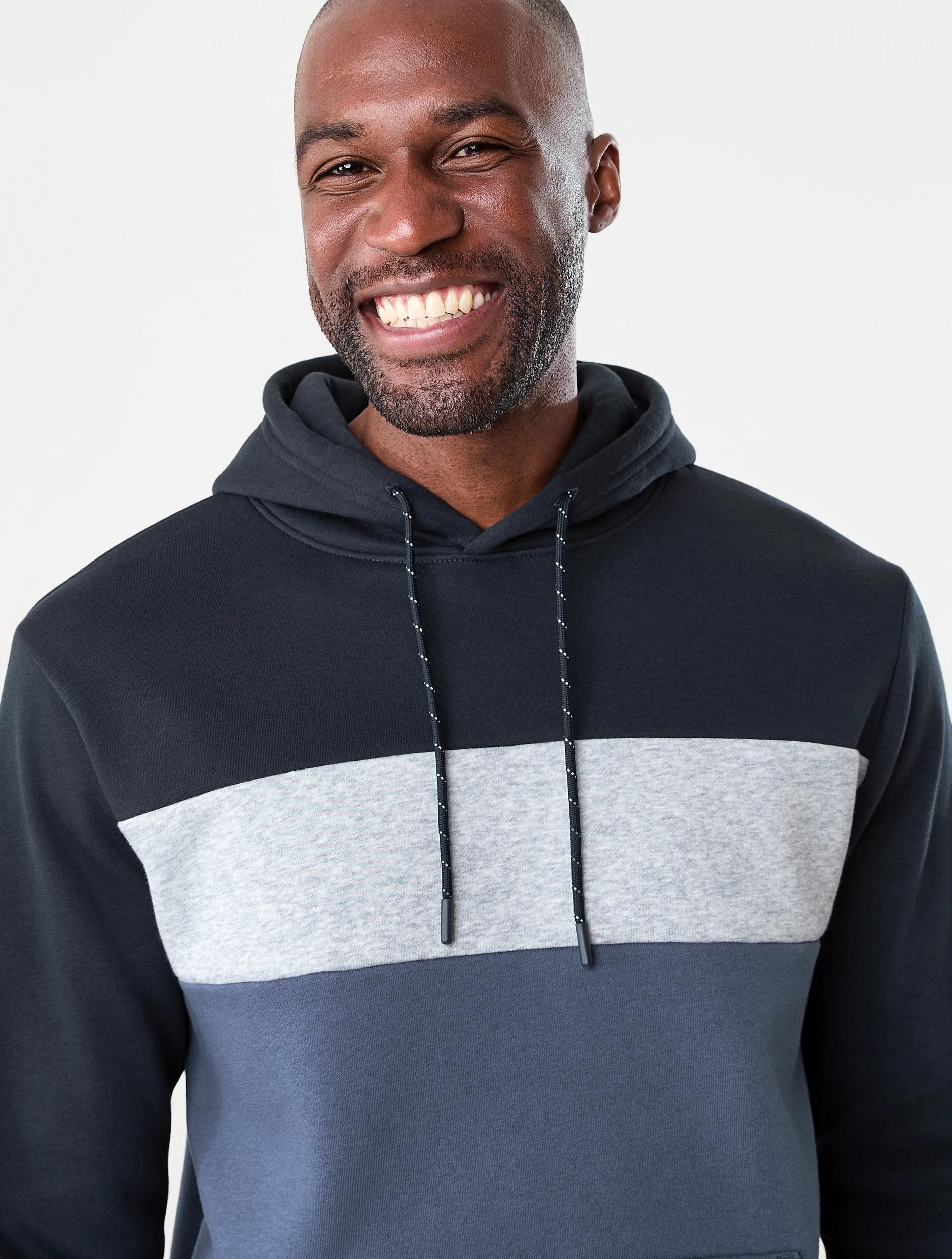 4 Active Mens Colour Block Hoodie Navy/blue, 4 of 6