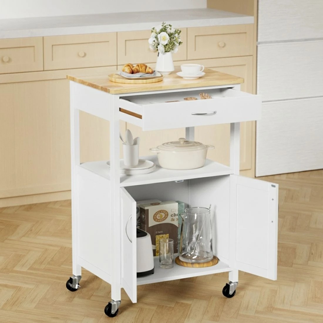 4 Artiss Kitchen Island Trolley Rolling Serving Cart Storage Drawer 60cm - Multi, 4 of 6