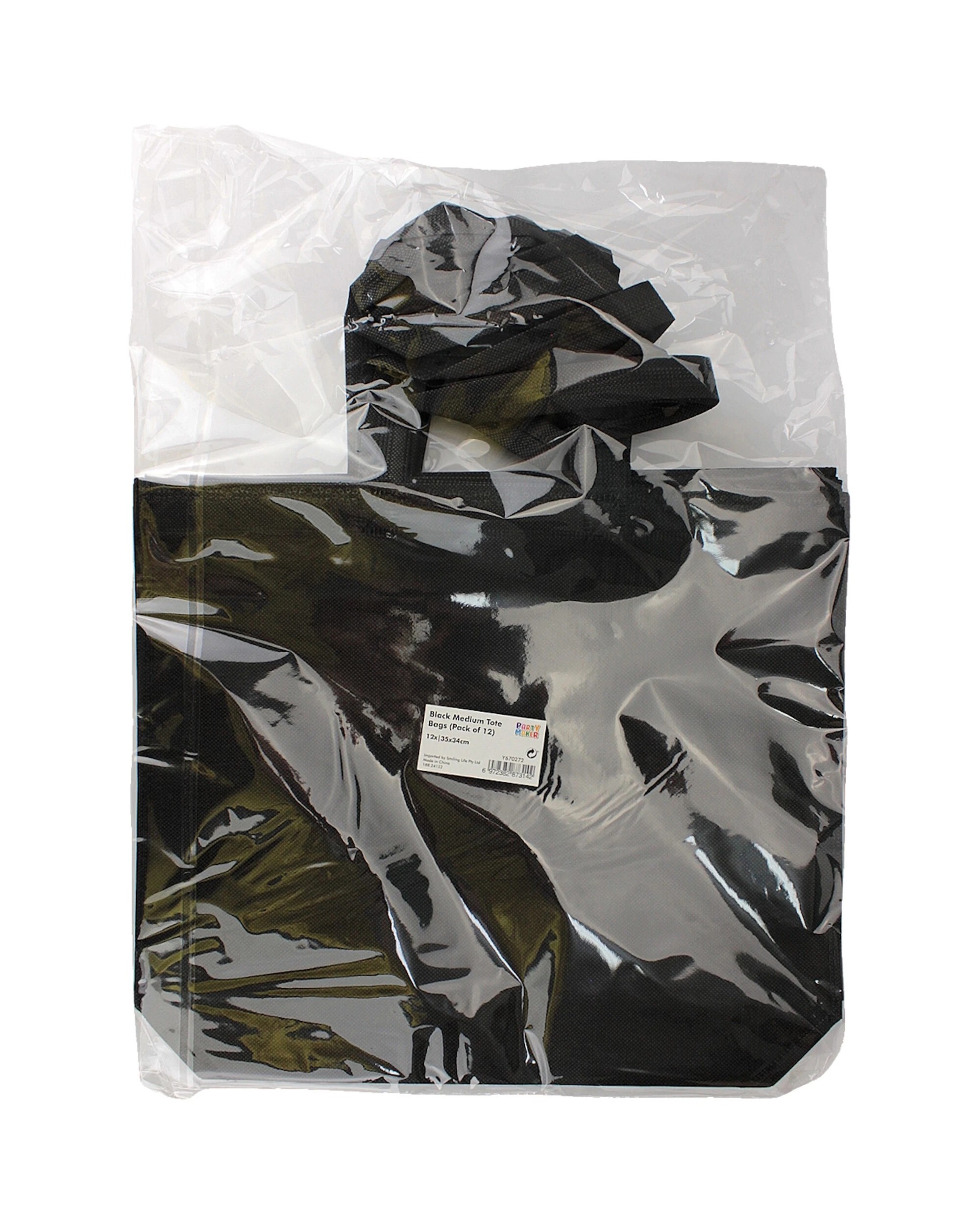 3 Party Maker Tote Bags Medium Pack of 12 - Black, 3 of 3
