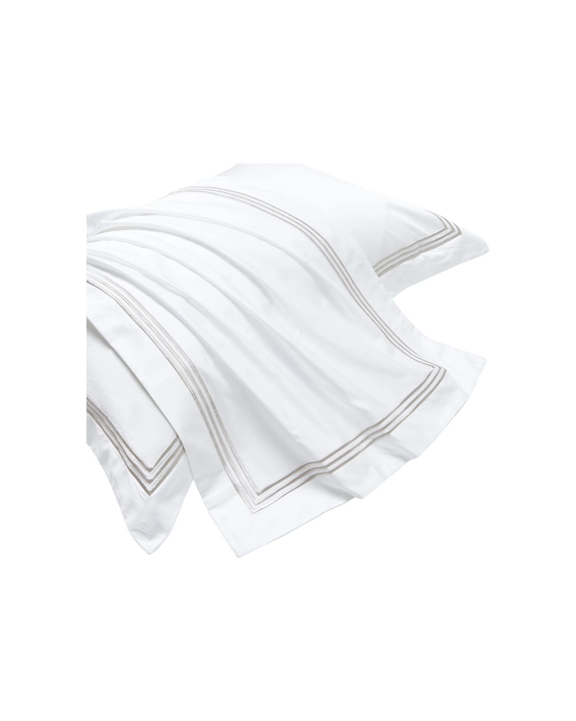 3 Grosvenor House 500TC Hotel Embroidered Tailored Pillowcase With Taupe - White, 3 of 3