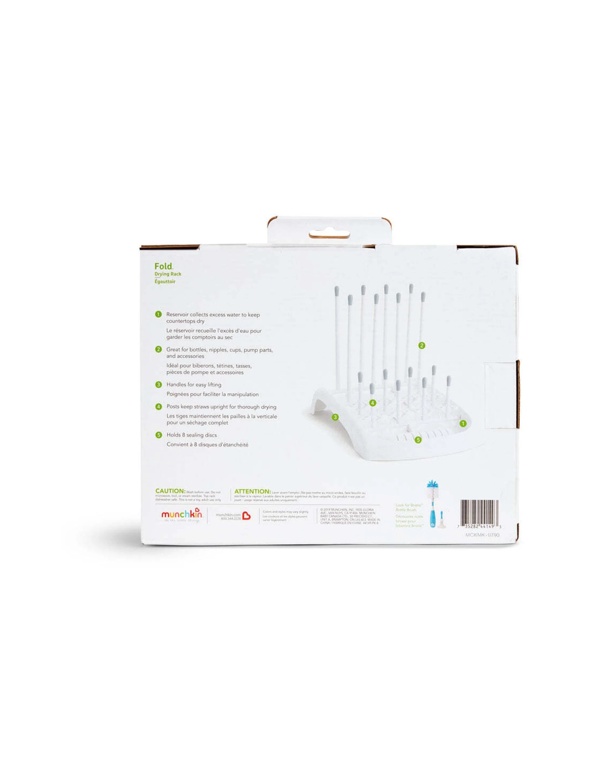 5 Munchkin Fold-Up Adjustable Anti-Scratch Baby Bottle Cup Straw Air Drying Rack - White, 5 of 5