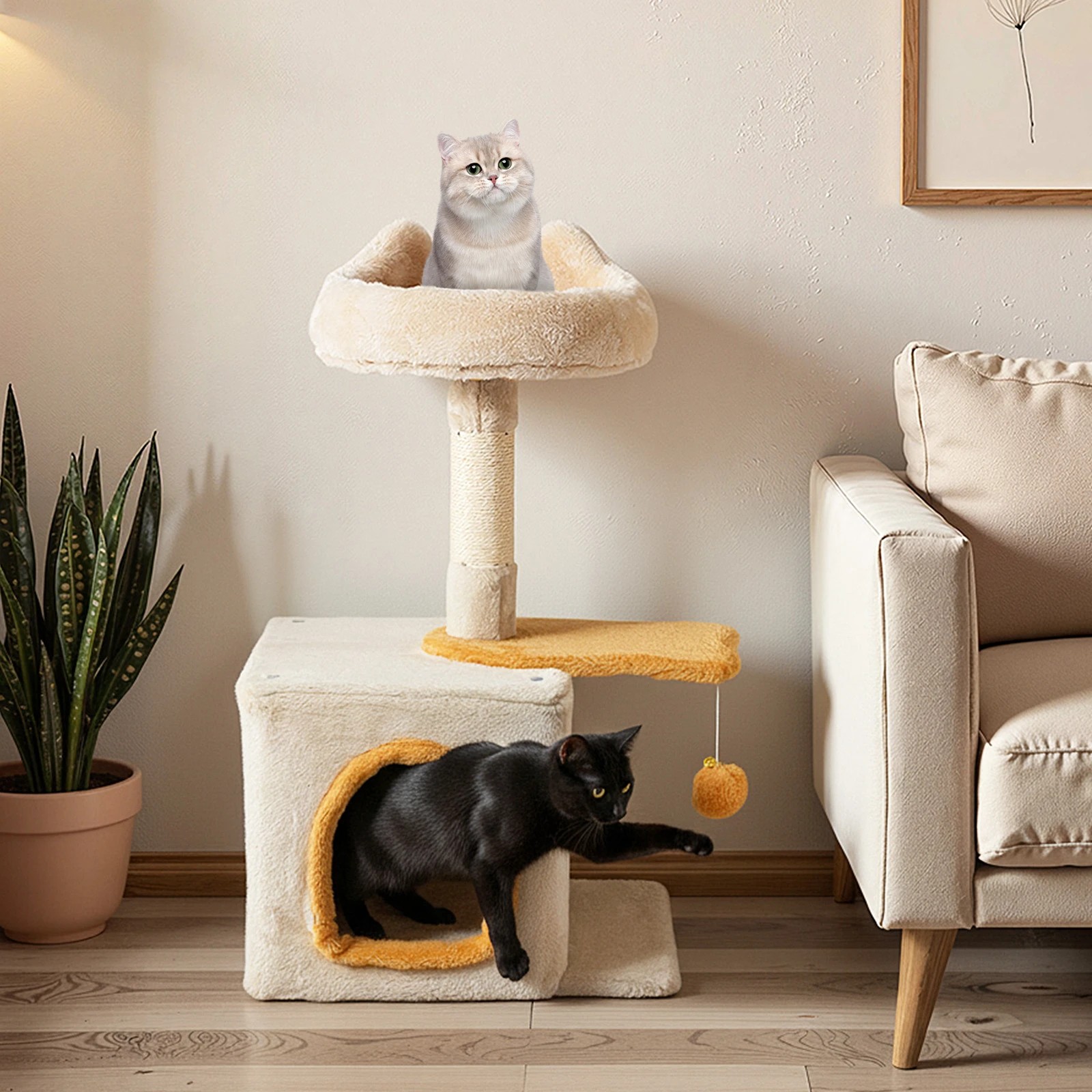 2 Costway Cute Kitty Tower w/Plush Perch Pet Furniture Activity Center, 2 of 5