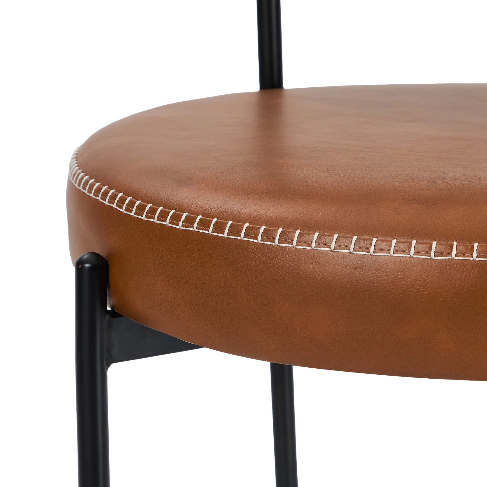 9 Oikiture 2x Dining Chair Round Kitchen Lounge Seats PU Leather - Brown, 9 of 9